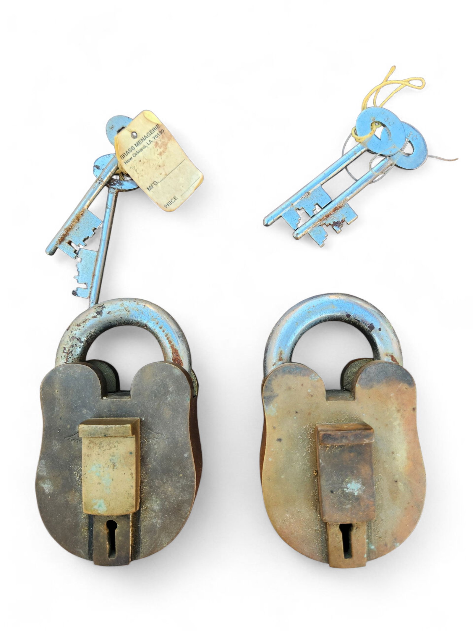 Pair of Antique Brass Locks w/ Keys: Pair of Antique Brass Locks w/ Keys. Both locks work.