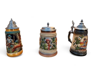 3 Larger German Ceramic Steins