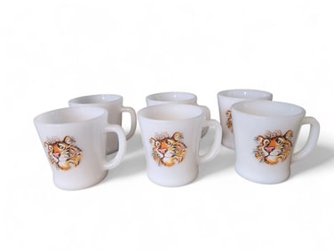 Vintage Anchor Hocking Tony the Tiger Fire King Milk Glass Cups
