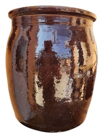 Earthenware Brown Glaze Crock w/ #1