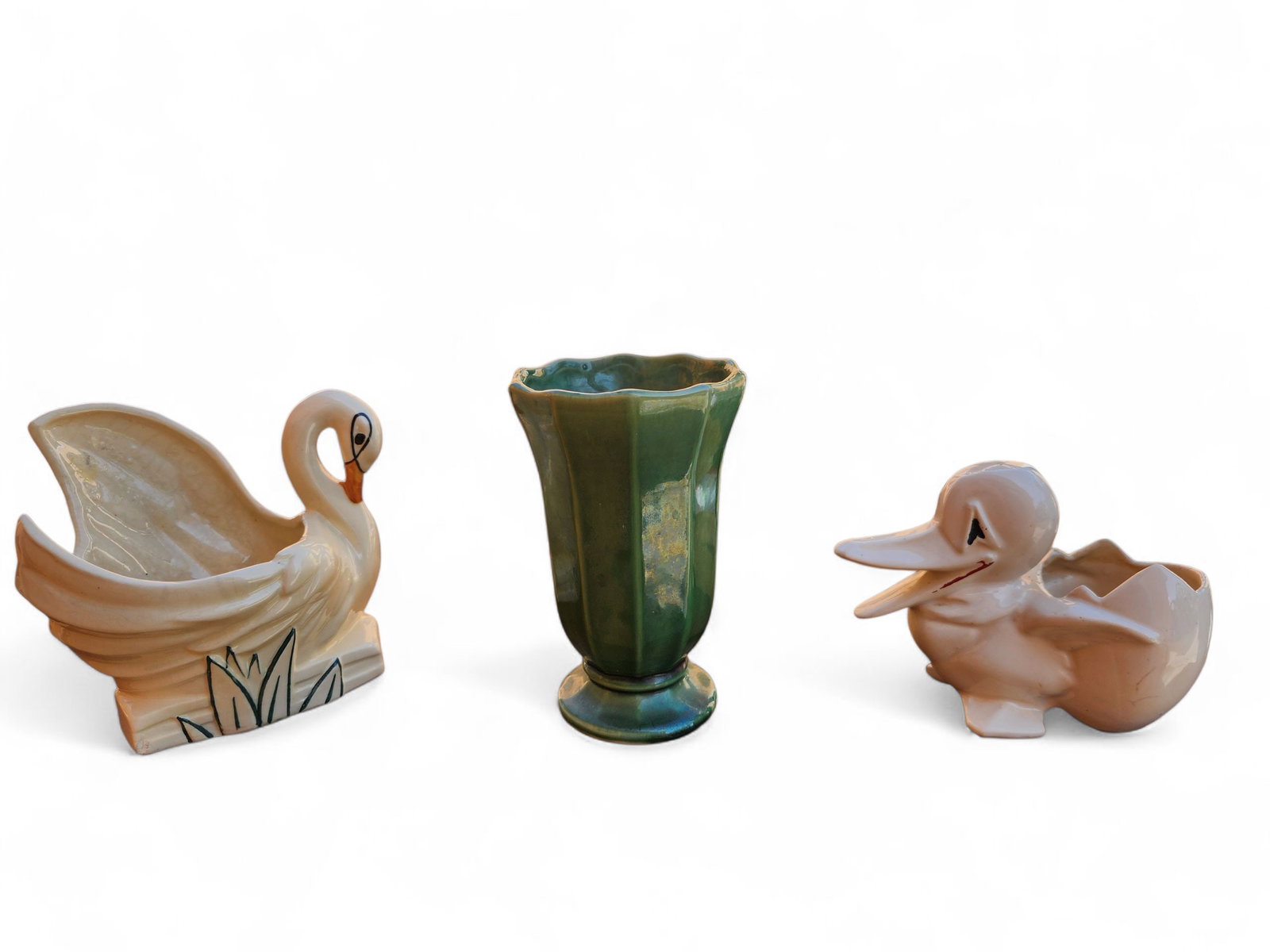 Group of 3 McCoy Planters & Vase: Group of 3 McCoy Planters & Vase all seem to be in good condition.