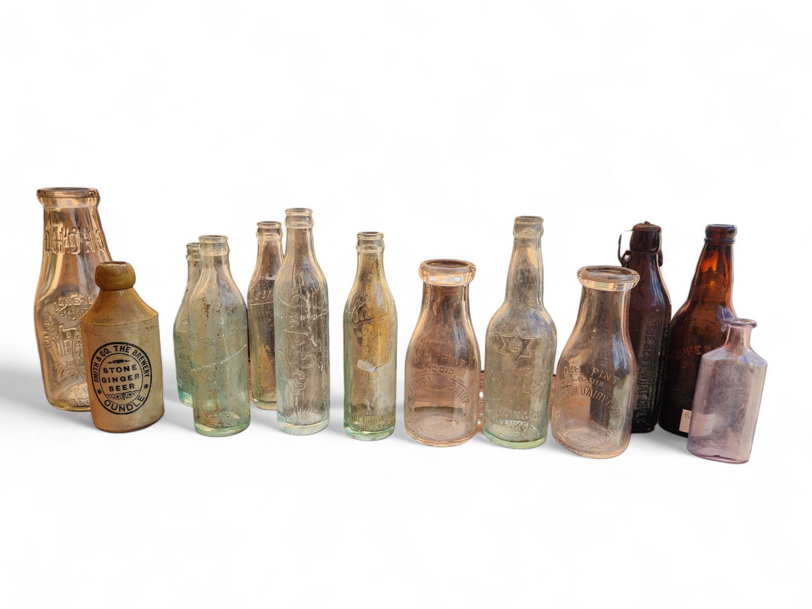 Group of Antique & Vintage Glass Bottles: Group of Antique & Vintage Glass Bottles