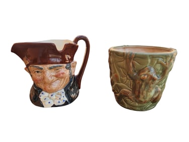 Toby Mug & Frog Green Glazed Vase