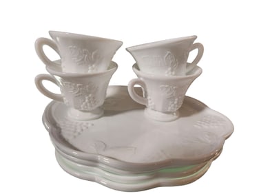 Vintage Indiana Glass Co Milk Glass Plate and Tea Cup