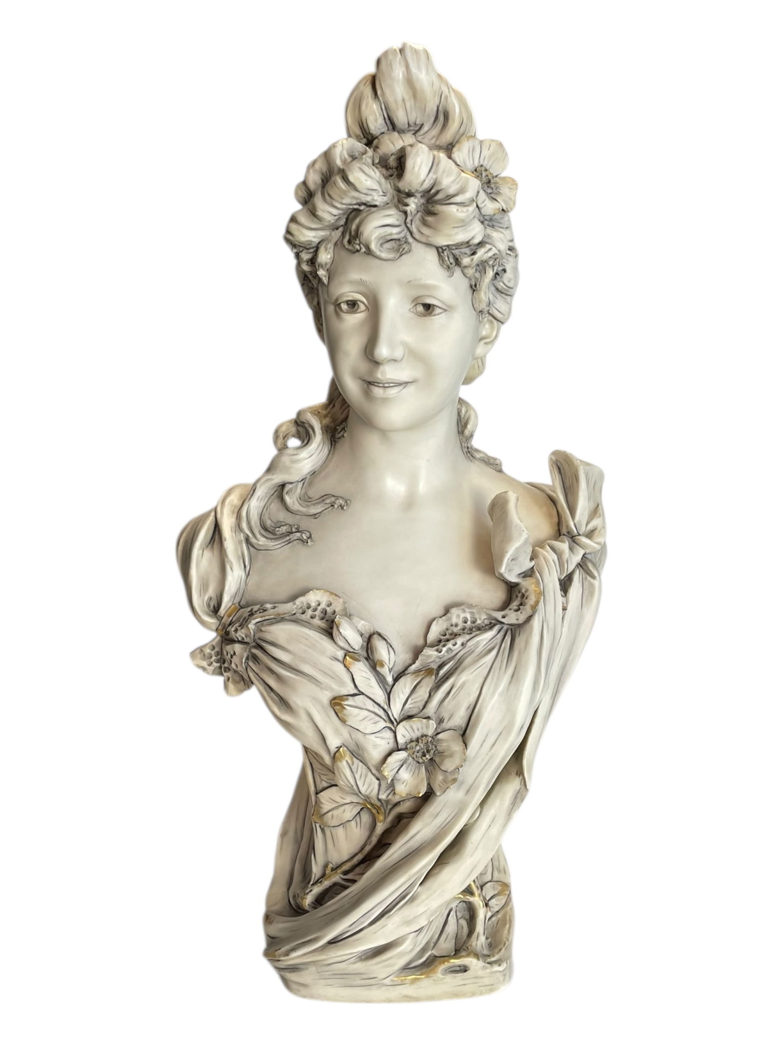 Royal Dux Bohemia Art Nouveau Porcelain Bust, 20" (1 of 7)