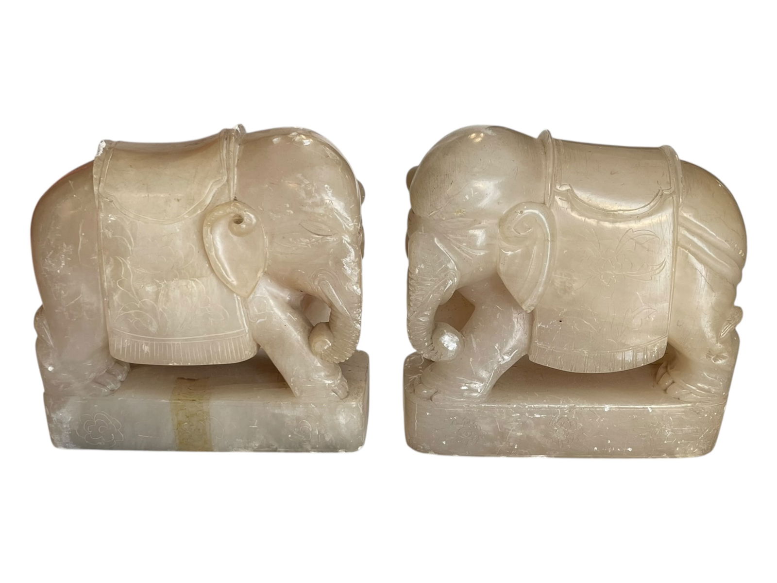 Pair of Carved Stone Elephant Bookends (1 of 4)