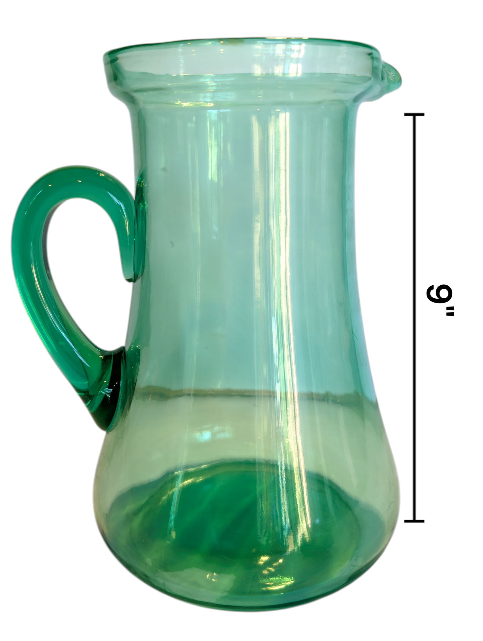 Large Uranium Glass Pitcher ~ Glows: Large Uranium Glass Pitcher ~ Glows Height 9"