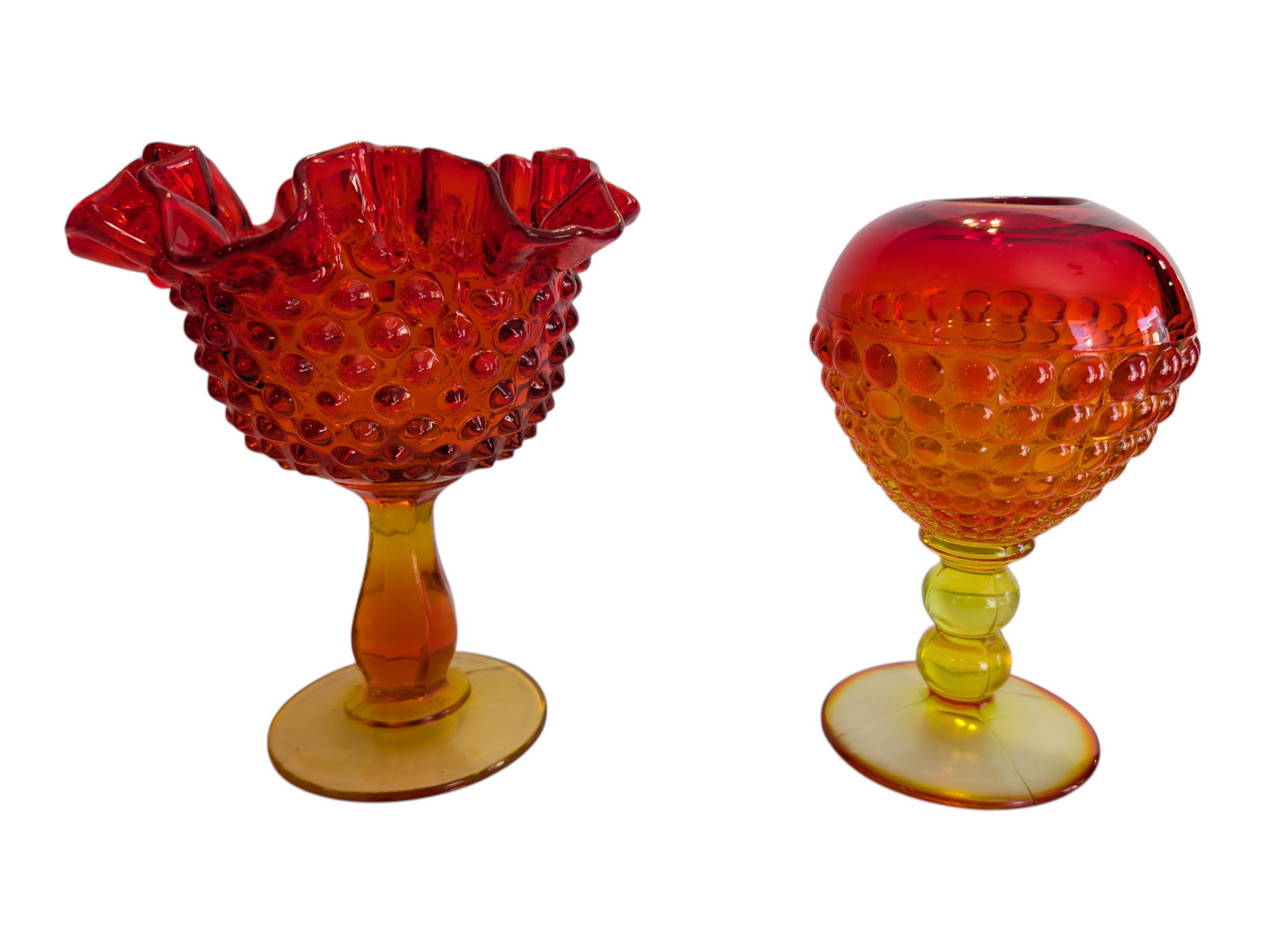 Fenton & Viking Amberina Hobnail Glass Compote & Vase (1 of 4)