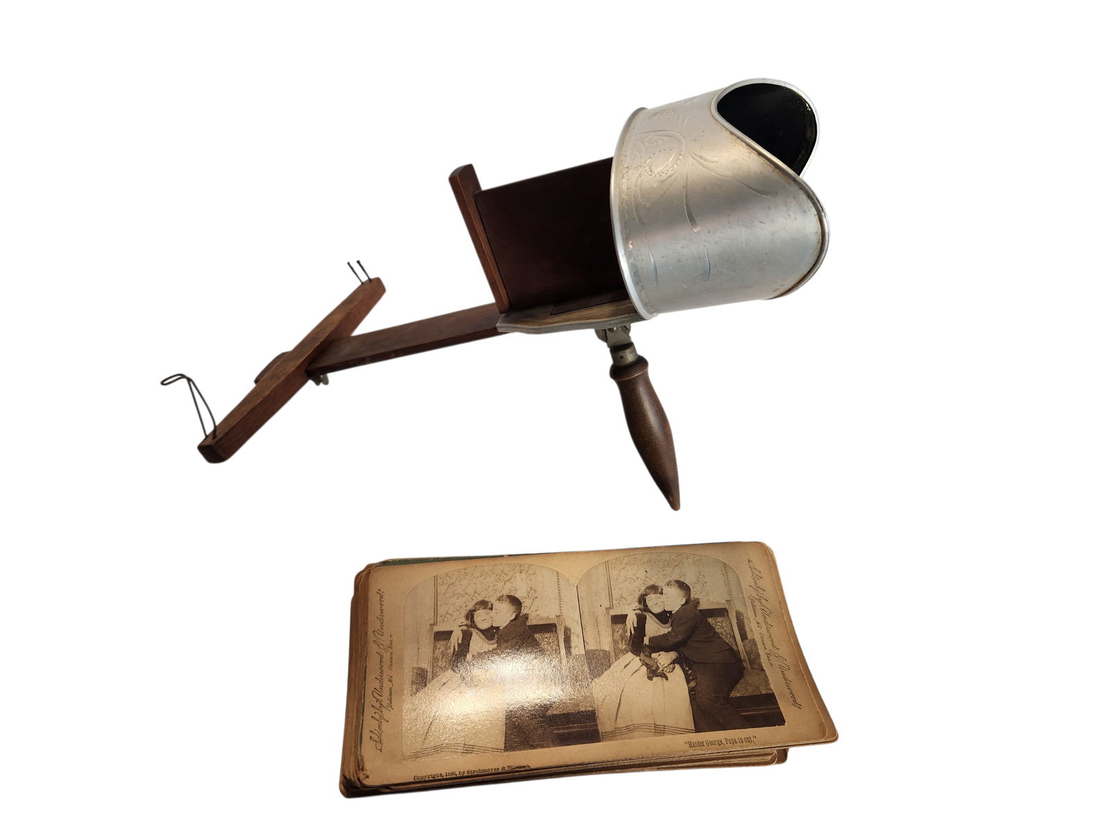 Antique Stereoscope Viewer w 25 + Cards (1 of 7)