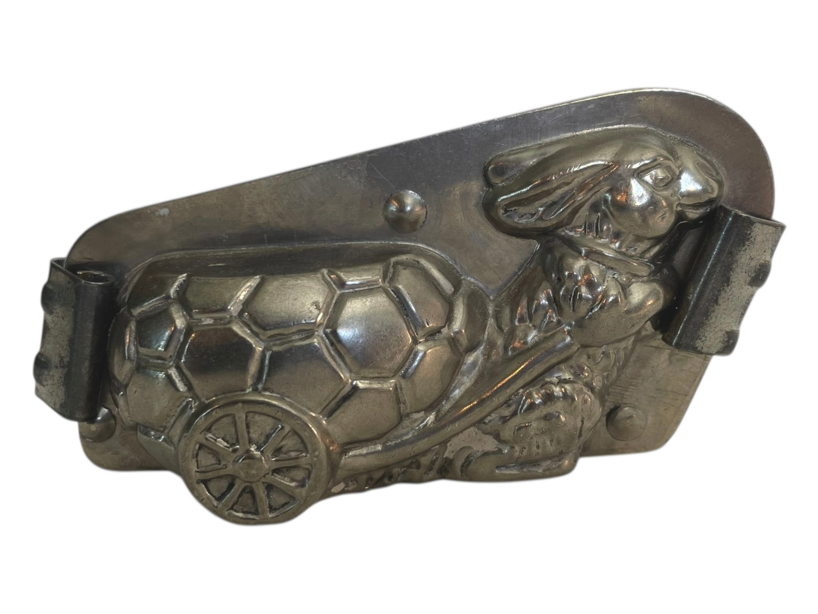 Antique Dutch Chocolate Mold of Bunny Pulling Egg Cart (1 of 4)