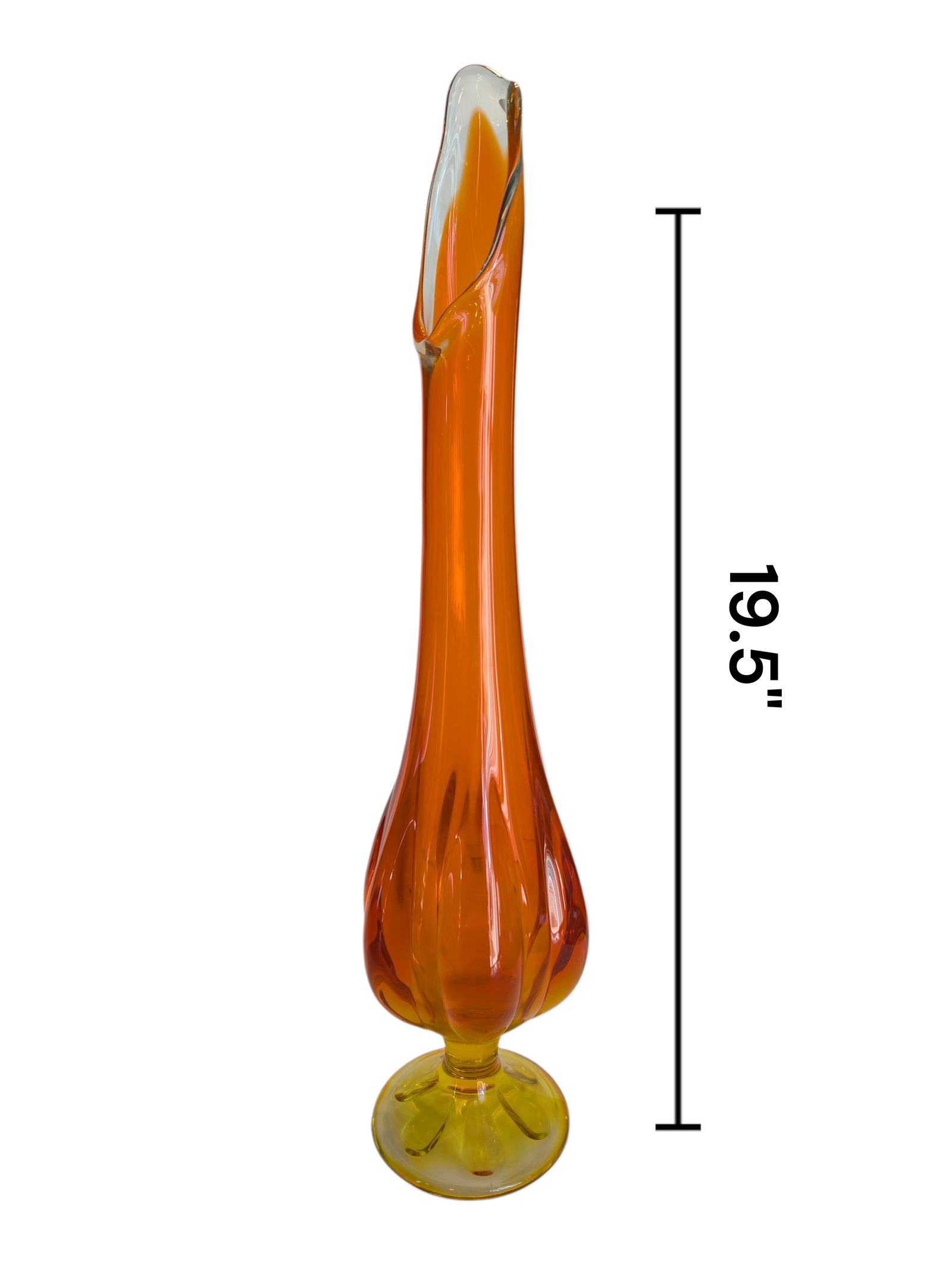 Vintage Viking Swung Glass Vase ~ 6 Petal Base: Vintage Viking Swung Glass Vase ~ 6 Petal Base. Free of chips and nicks. Height 19.5" Width 5"