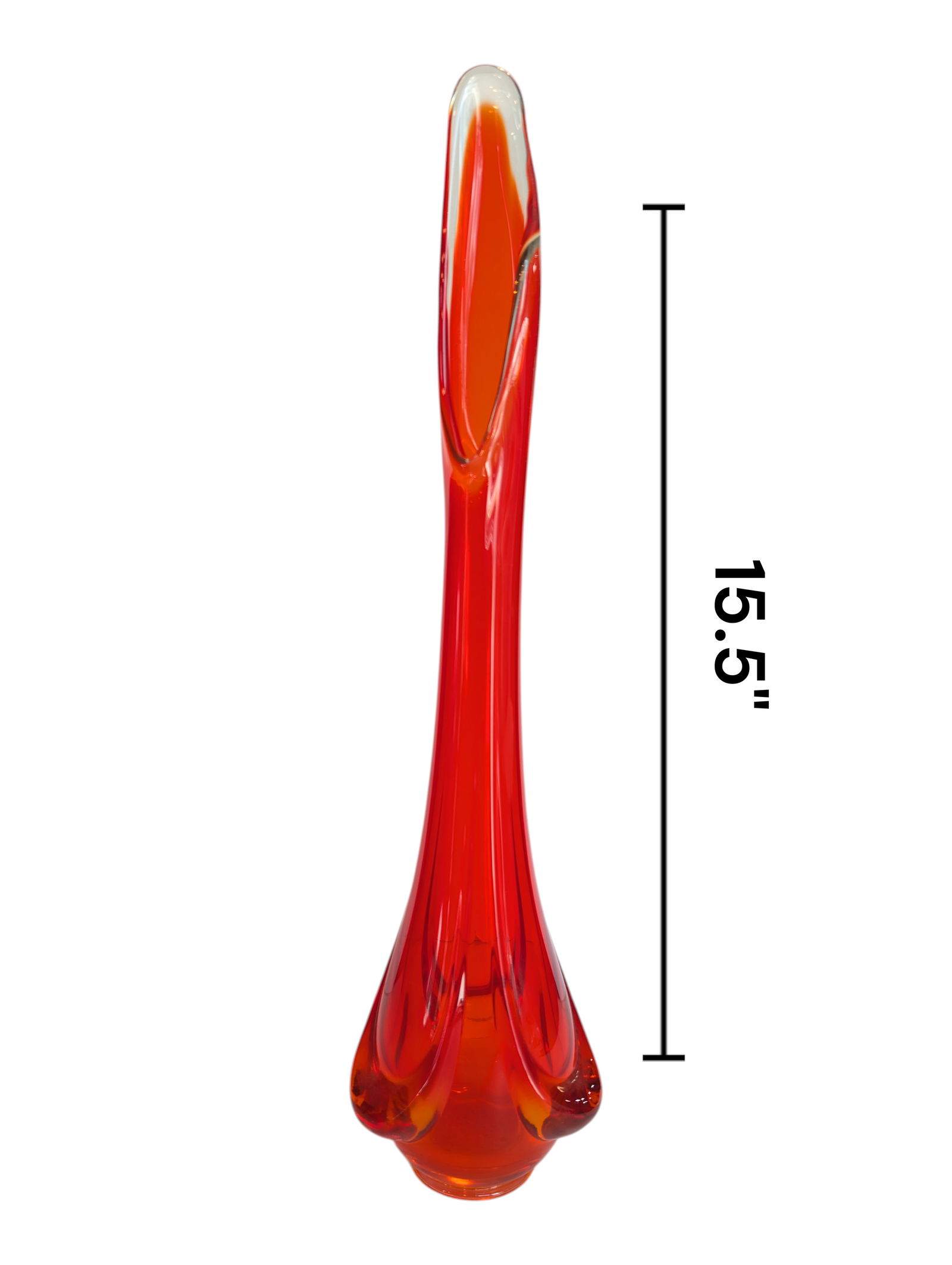 Vintage Viking Glass Epic Drape Swung Vase ~ Persimmon & Orange ~ UV Reactive: Vintage Viking Glass Epic Drape Swung Vase ~ Persimmon & Orange ~ UV Reactive. Height 15.5 Width 4"