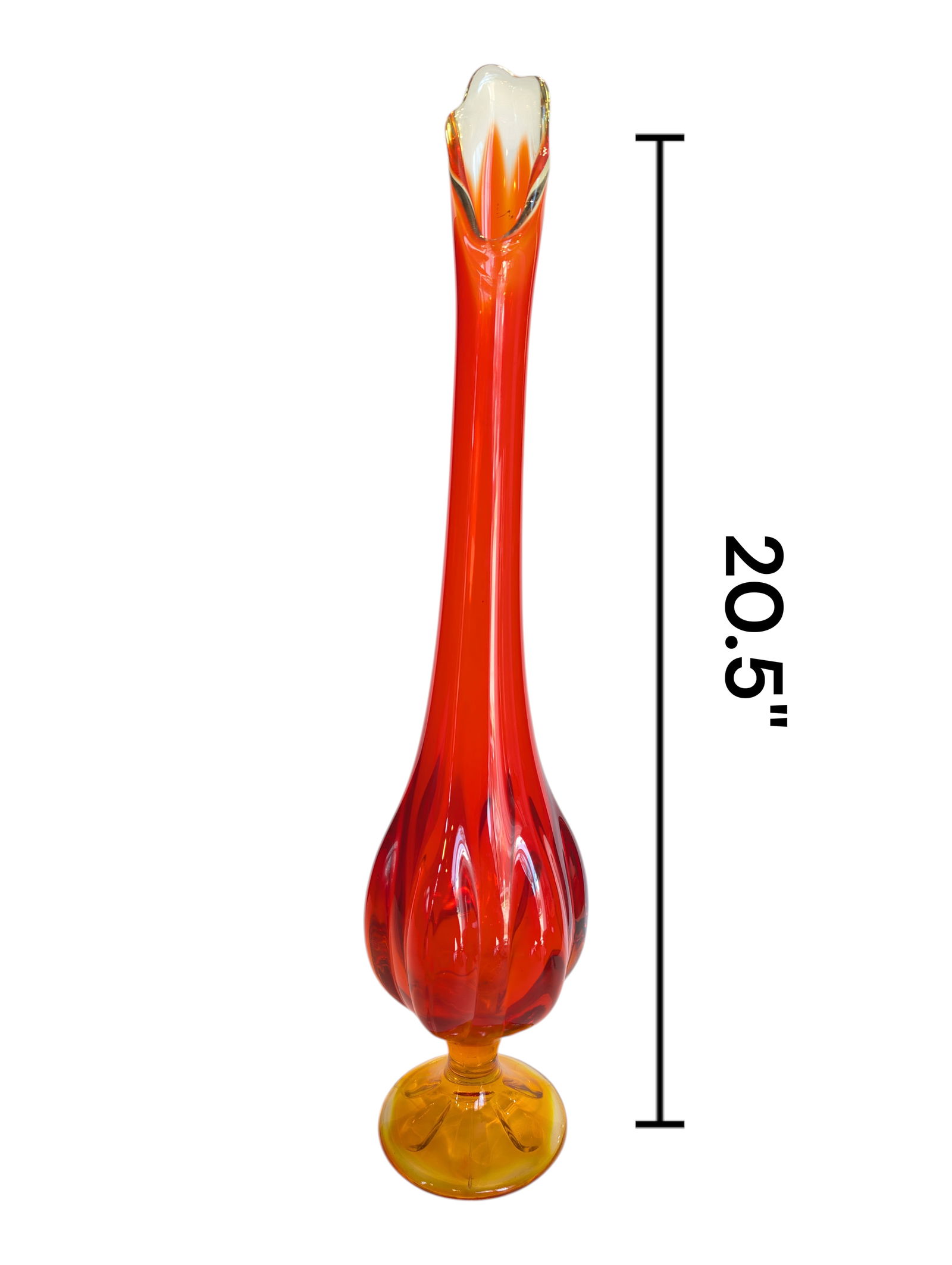 Vintage Viking Glass Epic Swung Vase 6 Petal Base ~ UV Reactive: Vintage Viking Glass Epic Swung Vase 6 Petal Base. Persimmon / Orange ~ UV Reactive Height 20.5"