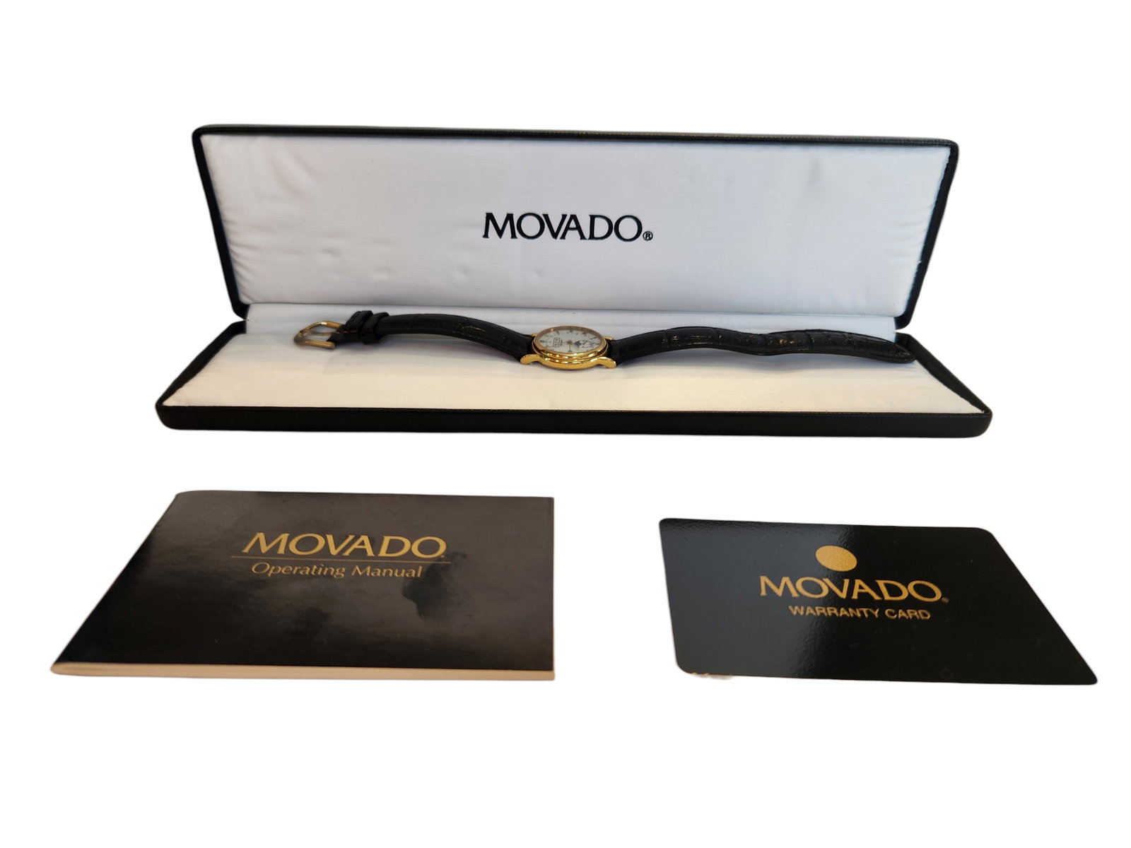 Vintage Ladies Movado Triple Date Moon Phase ~ Box & Papers 28mm 87.27.822 (1 of 6)