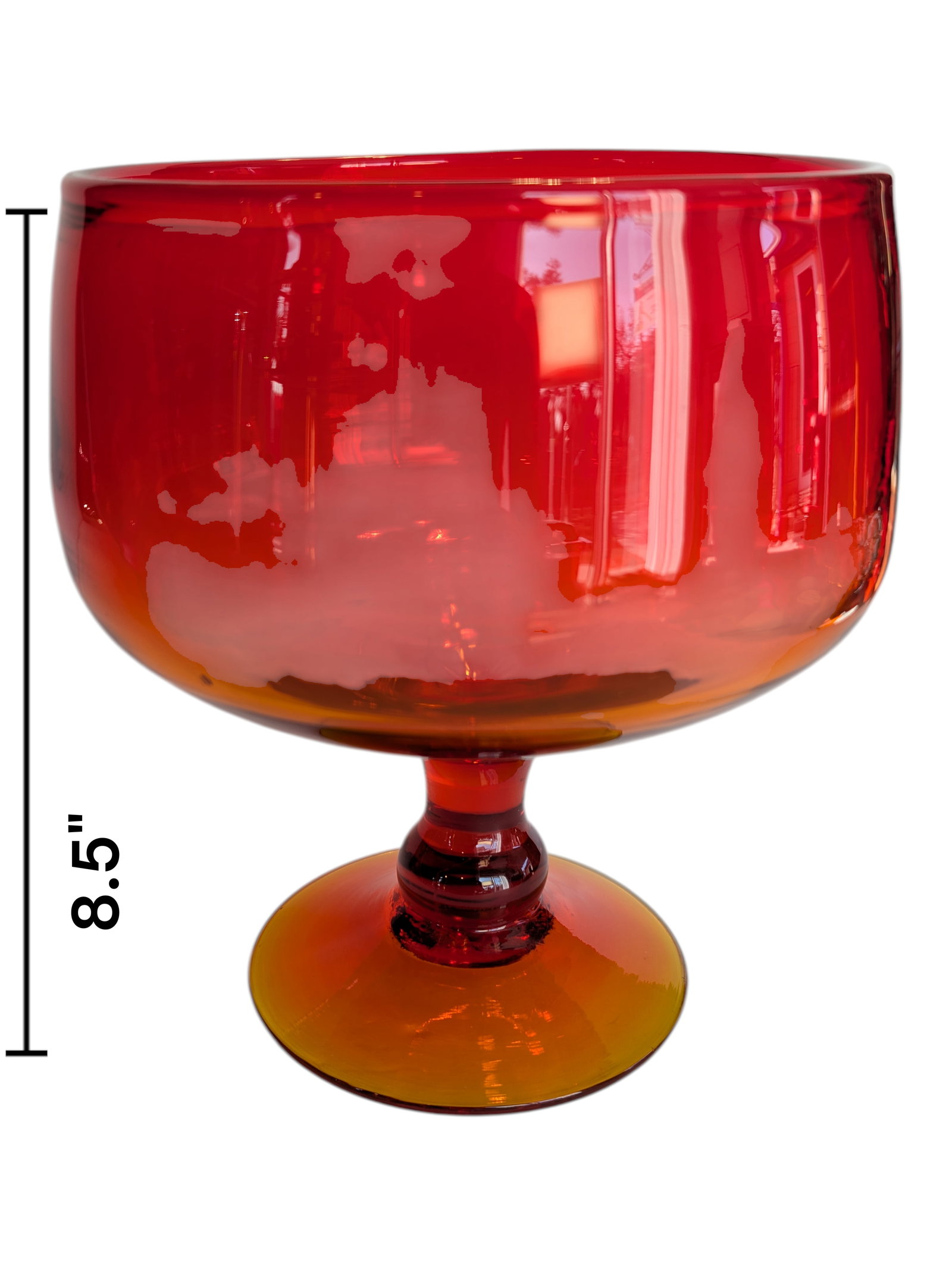 Blenko Glass Tangerine Amberina # 629 Footed Bowl (1 of 5)