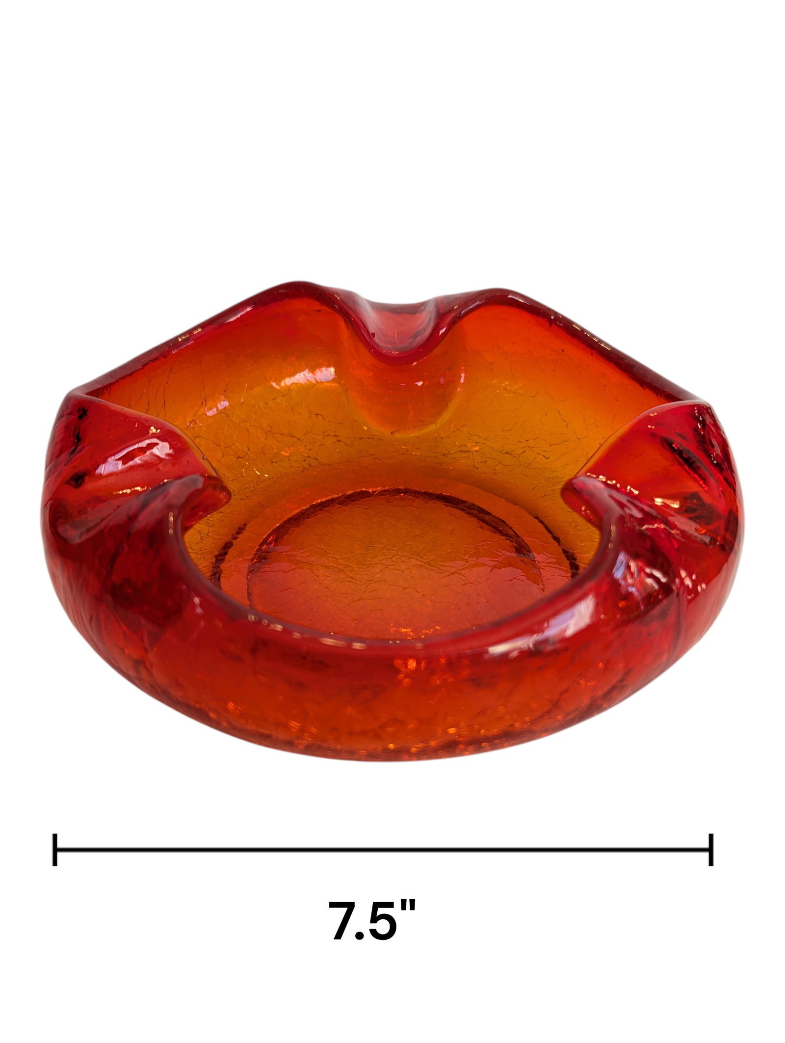Viking Glass Persimmon Amberina Crackle Glass Cigar Ashtray (1 of 3)