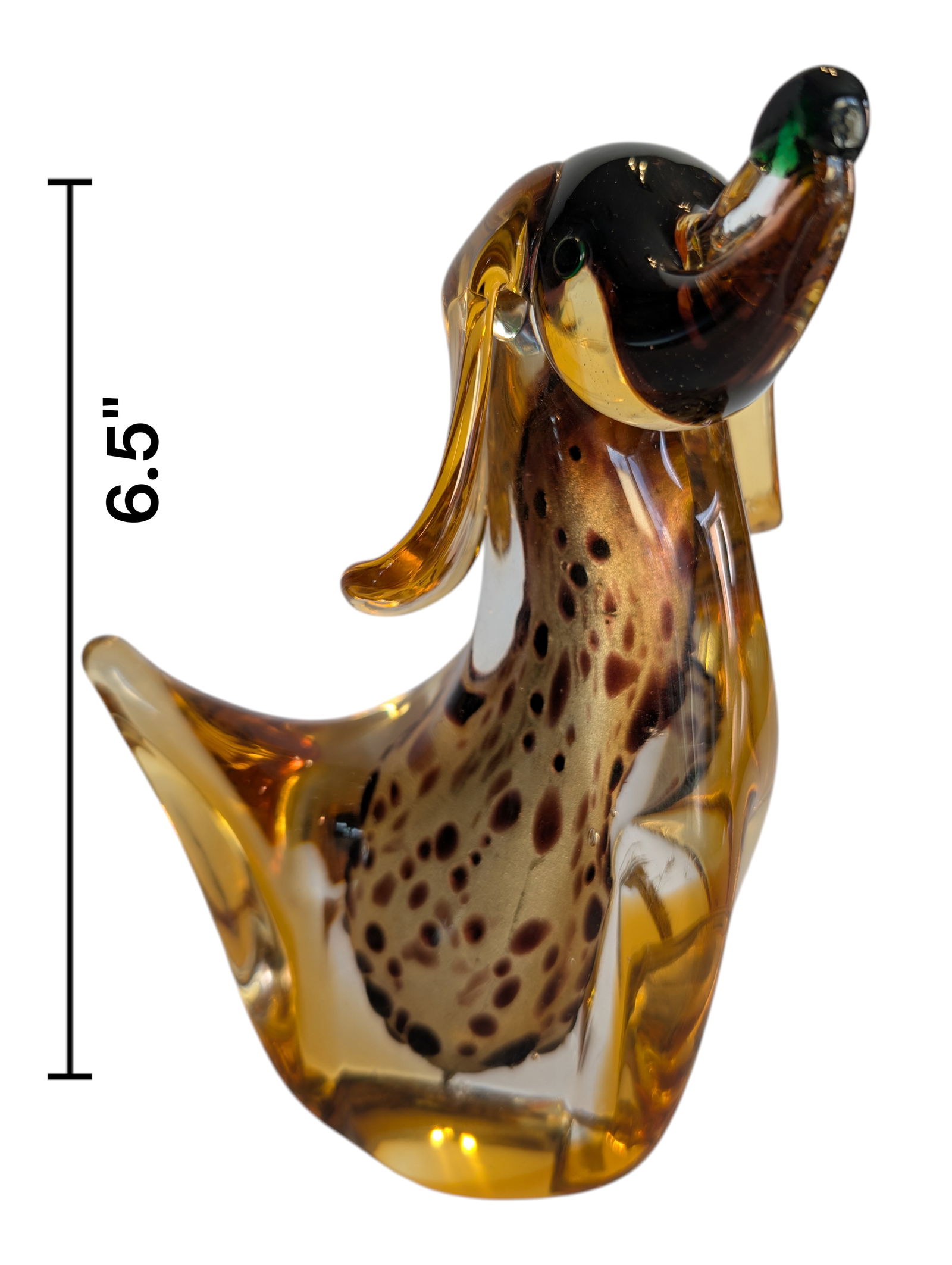 Handblown Venetian Glass Dachshund Gold Fleck & Amber Glass ~ Paperweight (1 of 5)