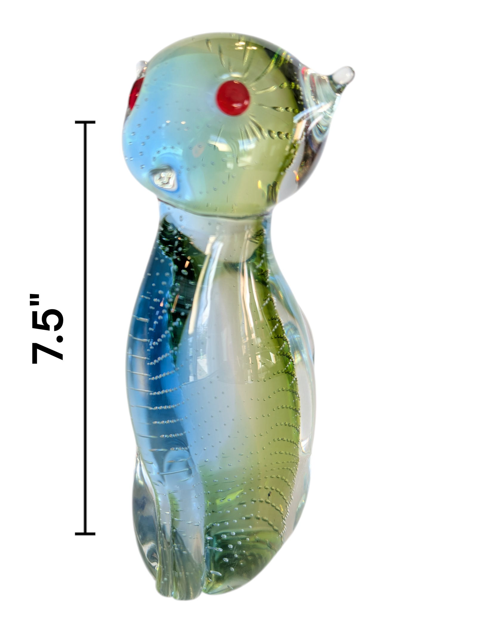 Pilgrim Glass Co Cat w/ Controlled Bubbles no.996 ~ Paperweight: Pilgrim Glass Co Cat w/ Controlled Bubbles no.996 ~ Paperweight. Height 7"