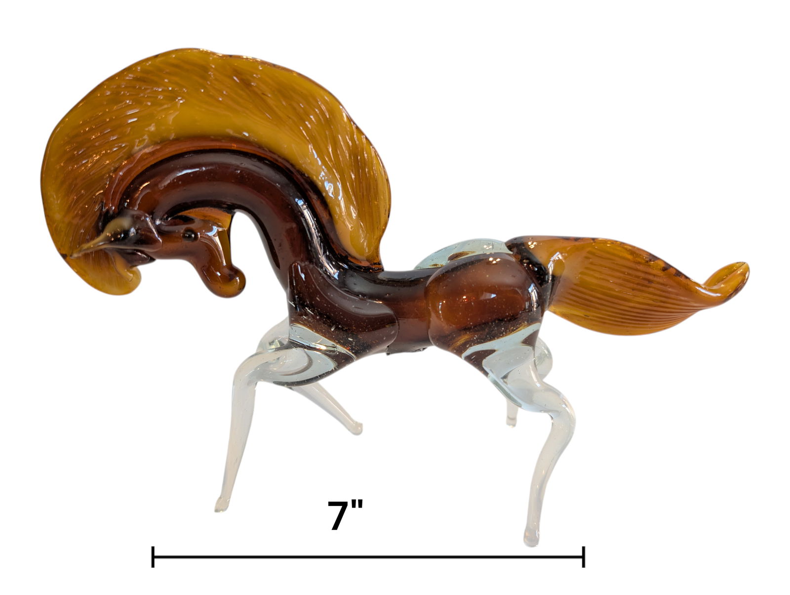 Art Glass hand Blown Horse Amber / Brown Sculpture (1 of 4)