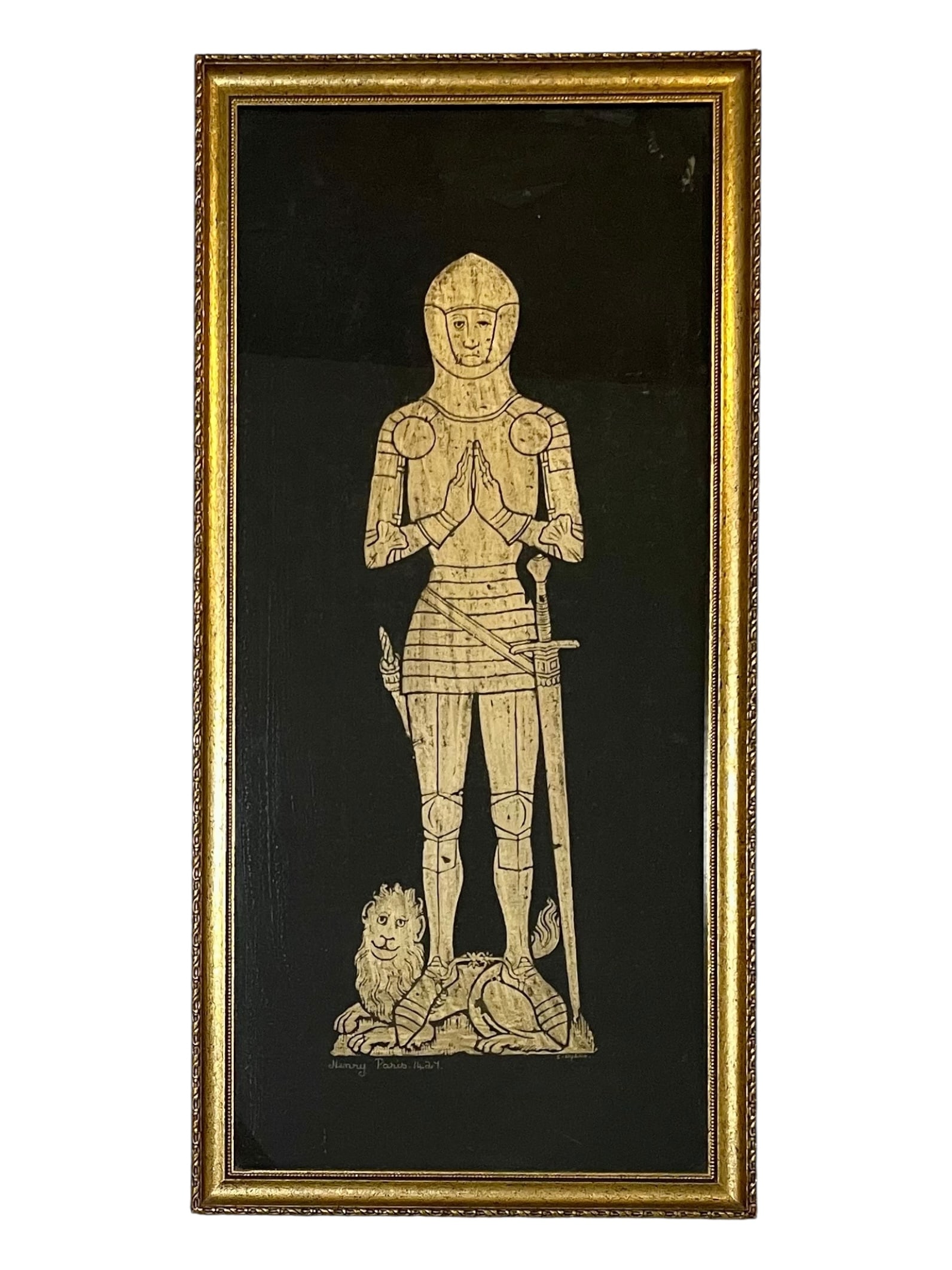 Henry Paris English Brass Rubbing: Henry Paris English Brass Rubbing Includes certificate as a genuine original rubbing. Framed size: 13.5" x 28.5"