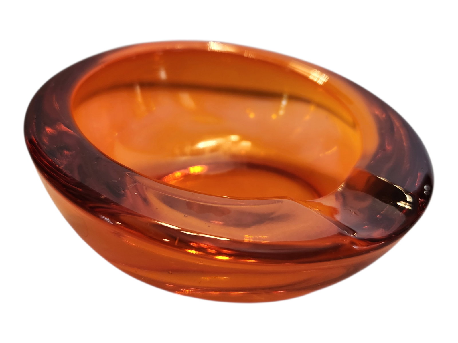 MCM Viking Glass Persimmon Orange Ashtray: MCM Viking Glass Persimmon Orange Ashtray Width 3.5"