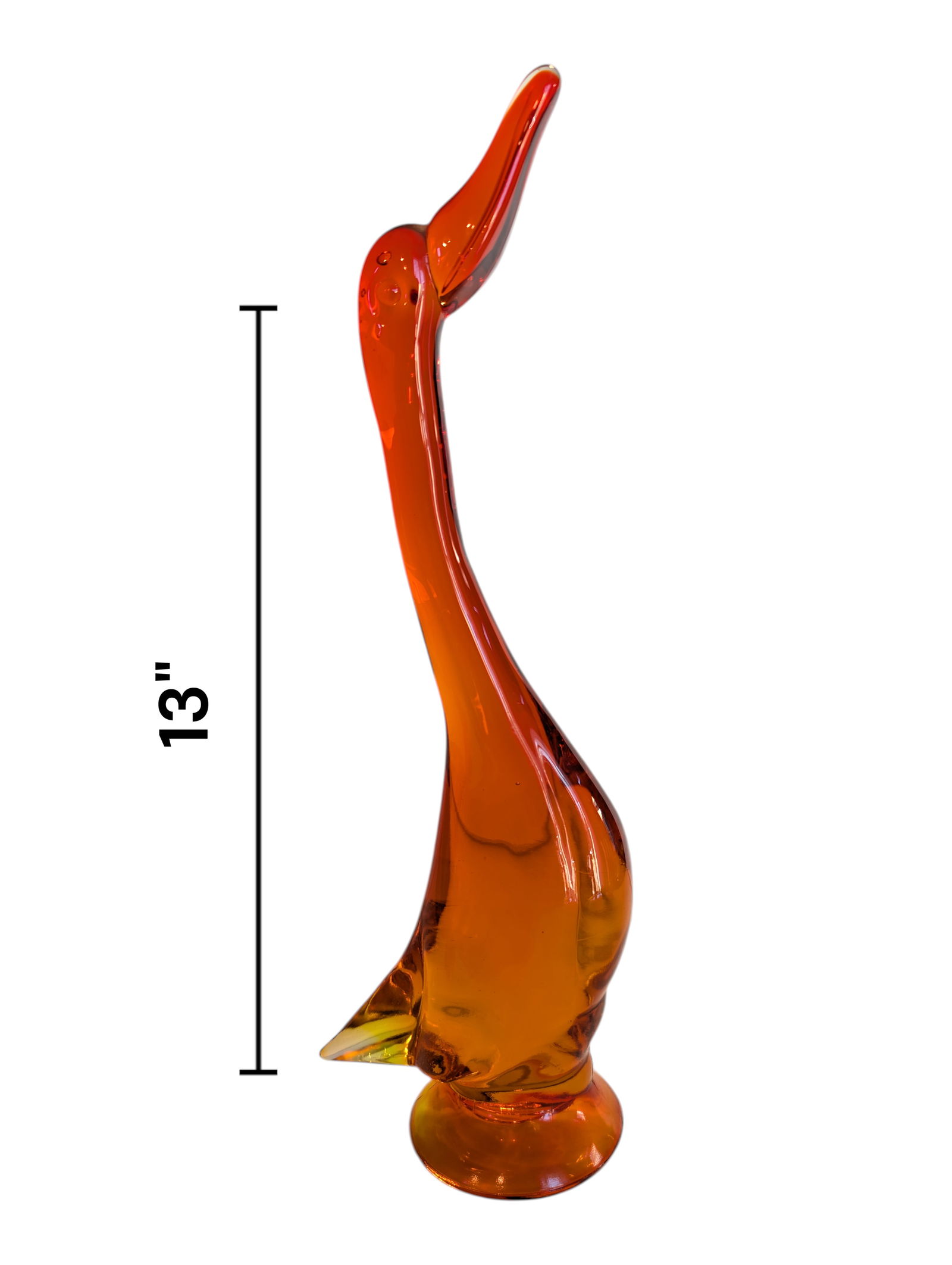 Large Vintage Duck Viking Glass Persimmon Orange ~ Amberina: Large Vintage Viking Glass Persimmon Orange, paperweight. Height