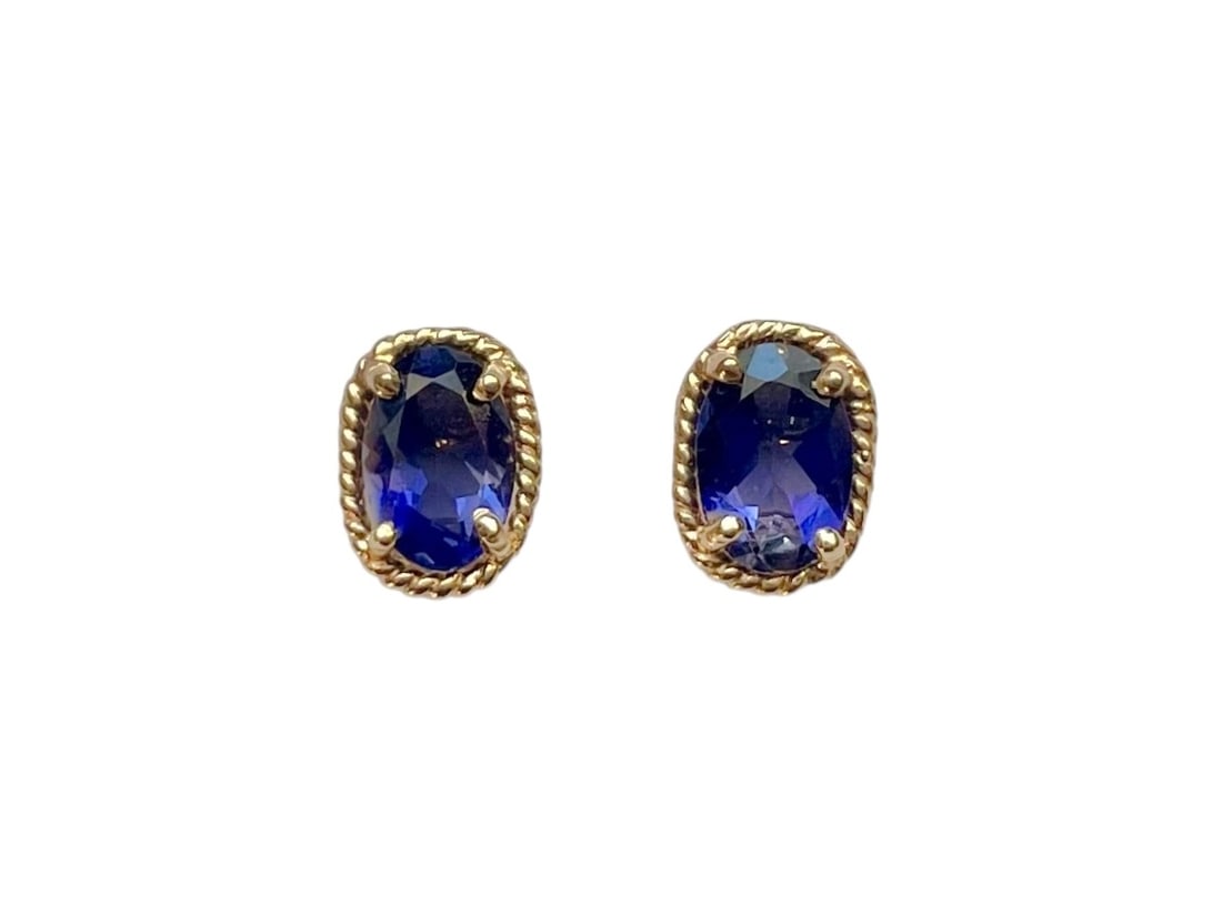 Tanzanite Earrings, 14K Gold ~ 0.7 grams (1 of 2)