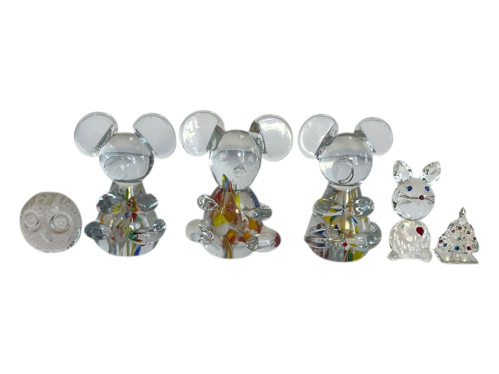 Glass Paperweight Bears, Owl, Small Crystal Rabbit and Christmas Tree (1 of 3)