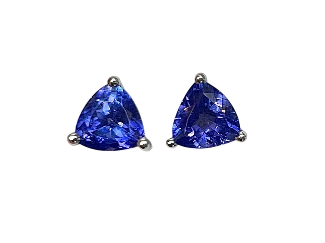 Tanzanite Earrings, 14K White Gold ~ 1.2 grams (1 of 2)