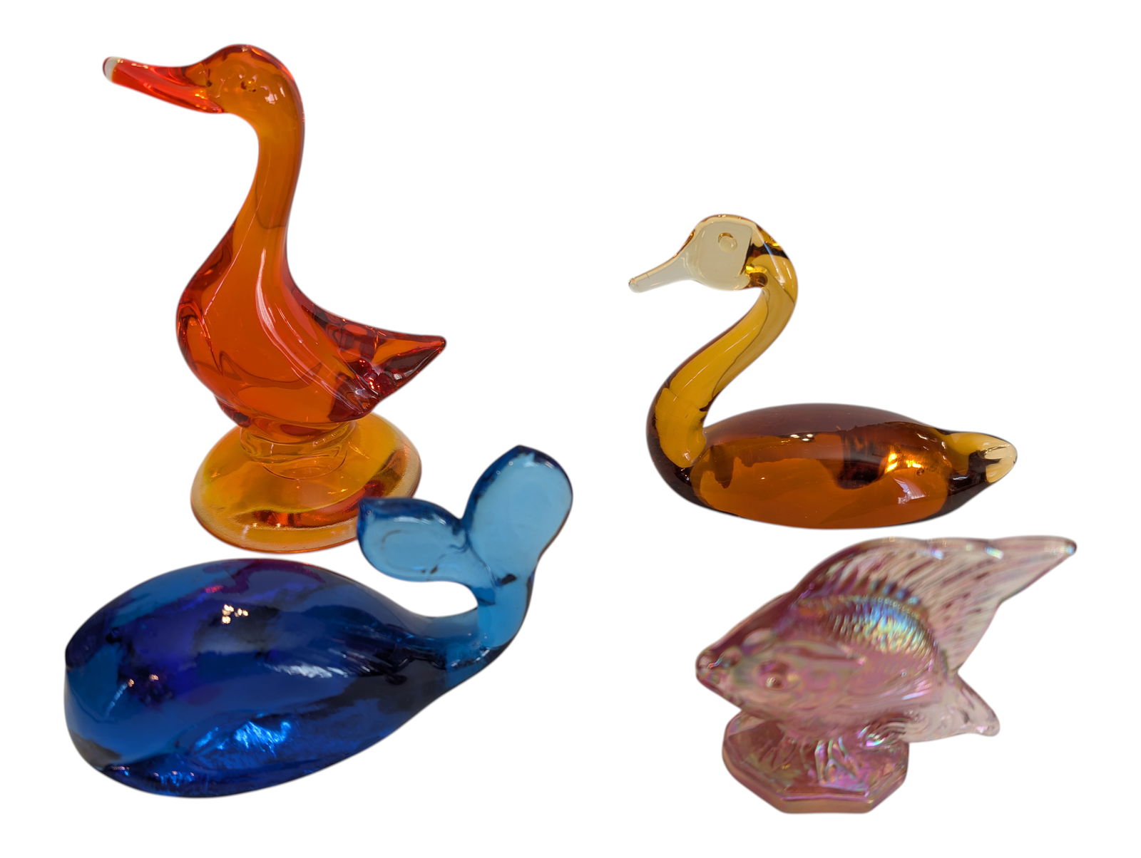 Group of Art Glass Figurines Fenton, Amberina, Studio Art Glass (1 of 5)