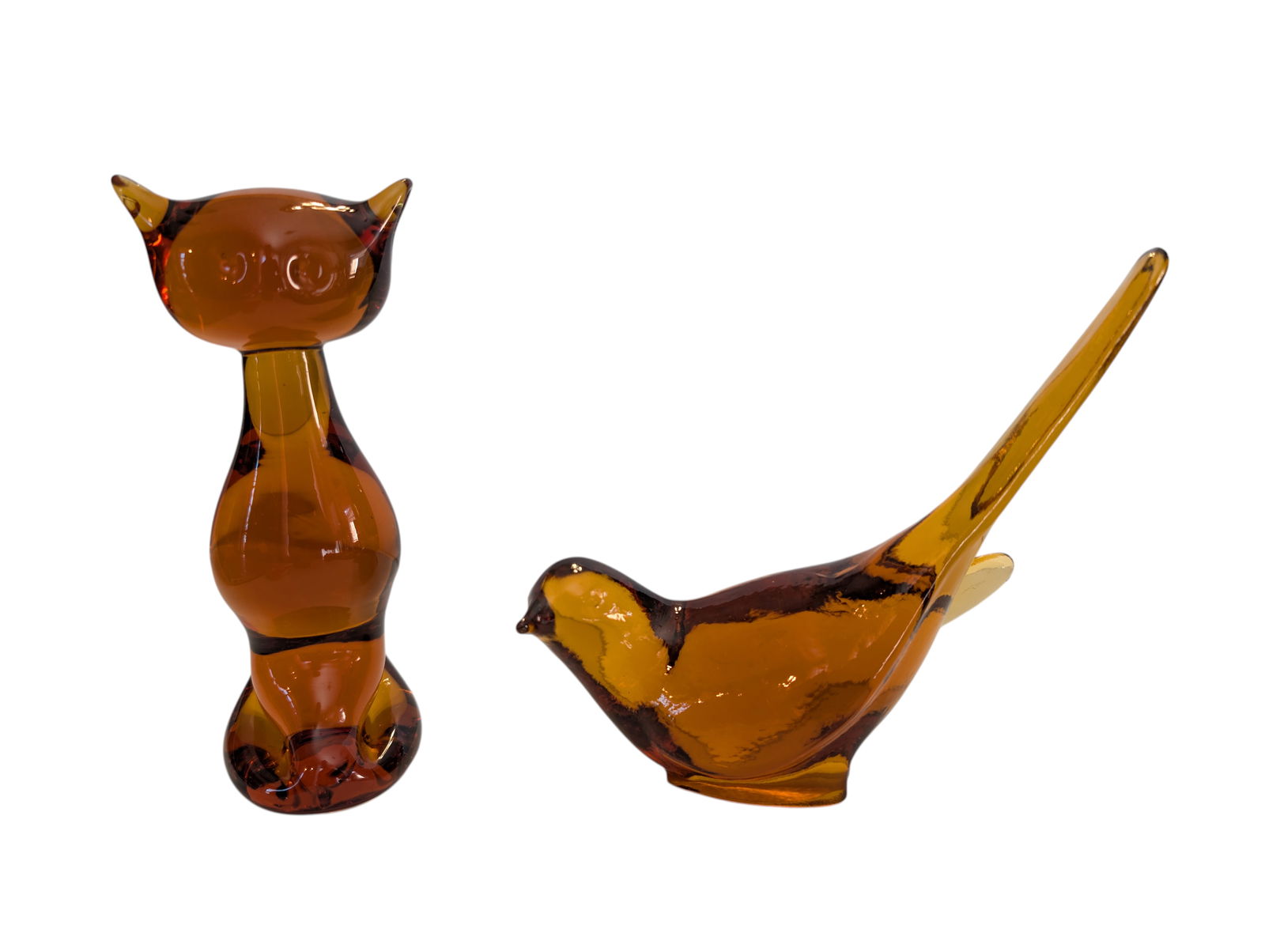Viking Glass Amberina Cat & Dove Figurine: Viking Glass Amberina Cat & Dove Figurine Height 5.5"