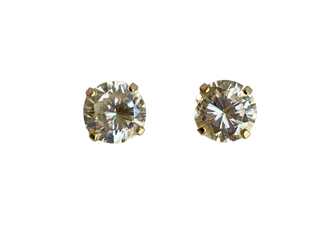 CZ Stud Earrings, 14K Gold ~ 1.0 grams (1 of 2)