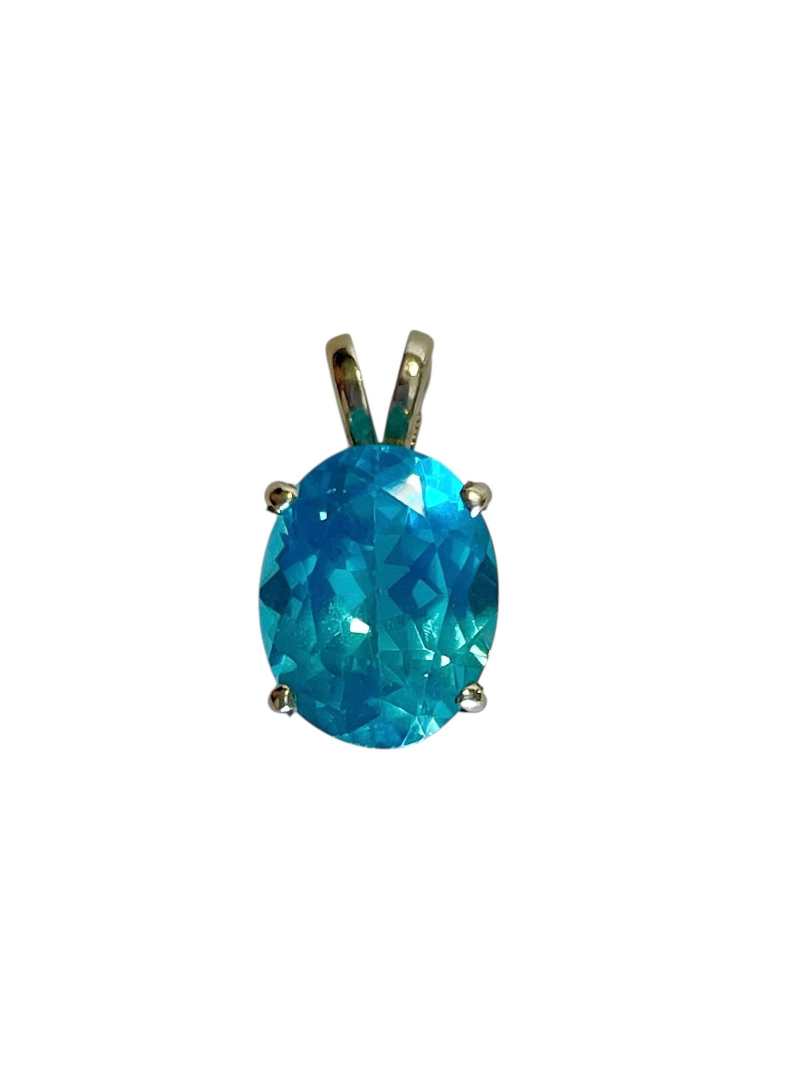 Blue Crystal Pendant, 14K Gold ~ 1.0 grams (1 of 2)