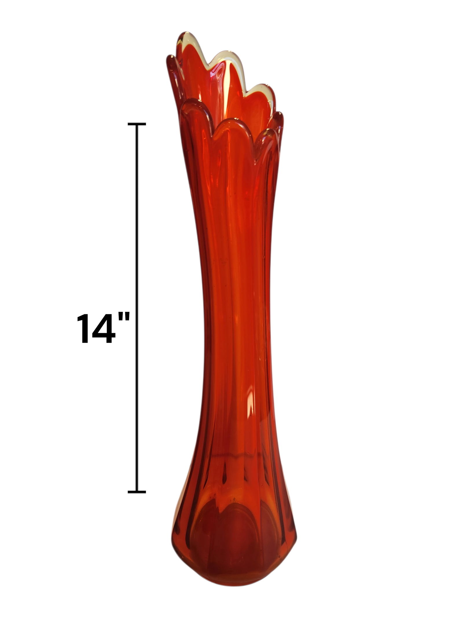 L.E. Smith Amberina Persimmon Swung Vase (1 of 4)