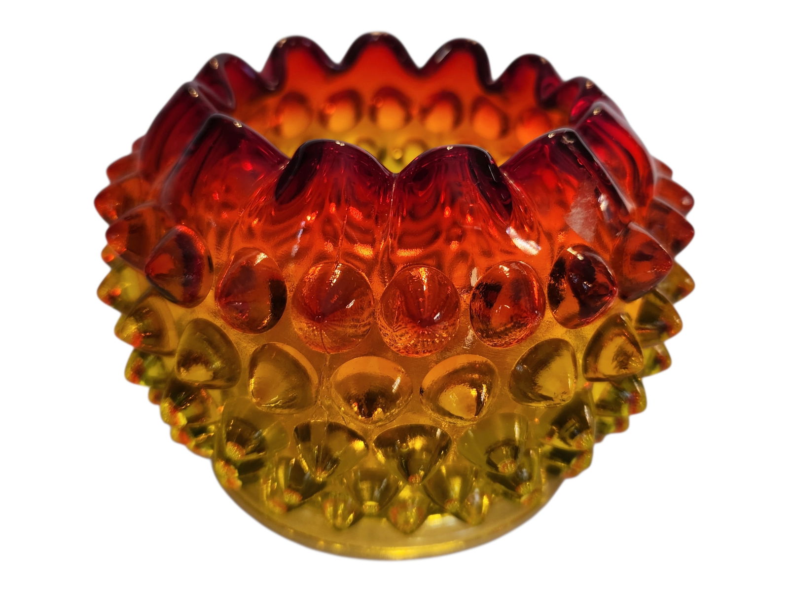 L.G. Wright Amberina Hobnail Rose Bowl: L.G. Wright Amberina Hobnail Rose Bowl