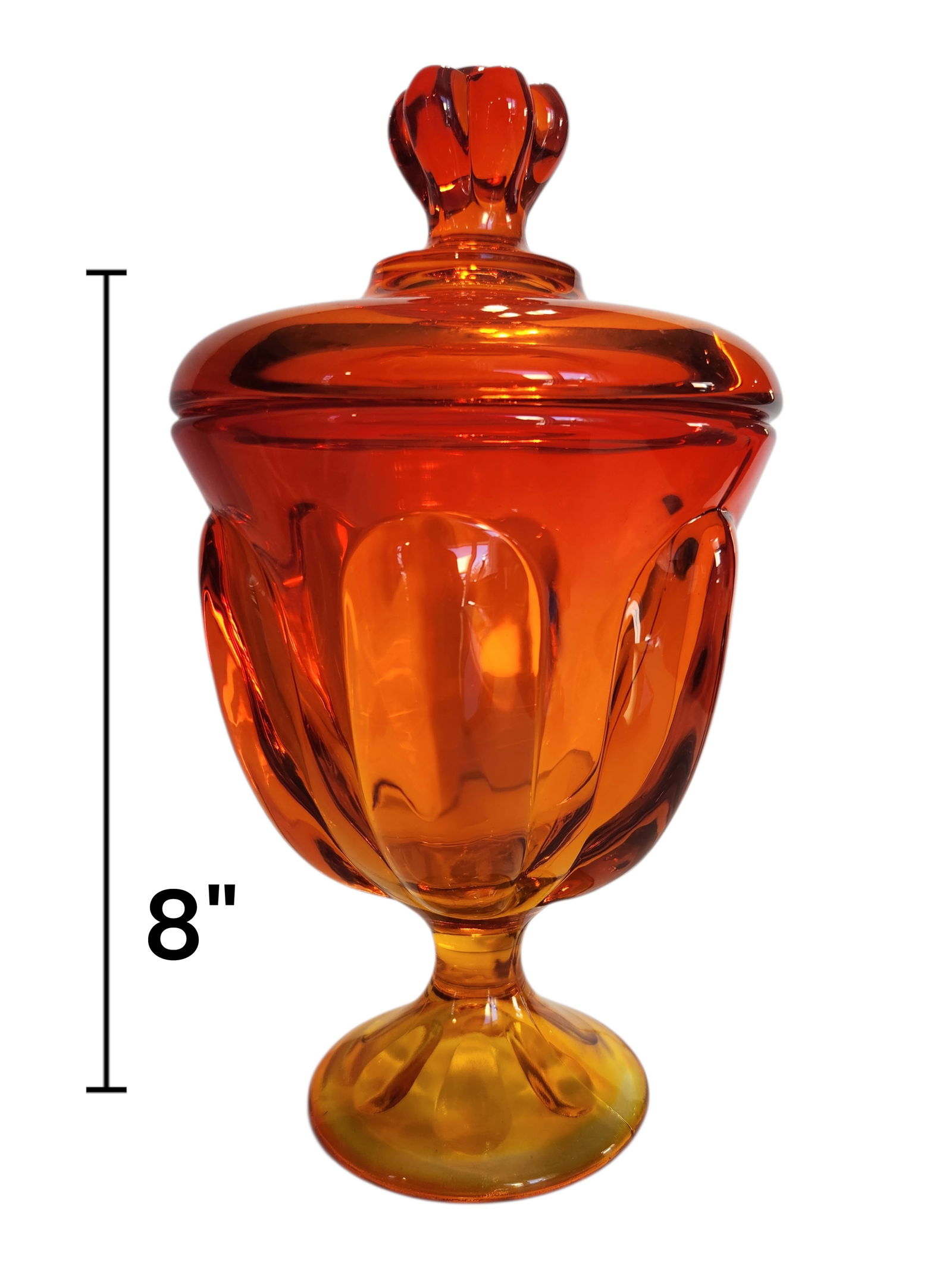 Viking Footed Covered Candy Dish Amberina Glass (1 of 4)