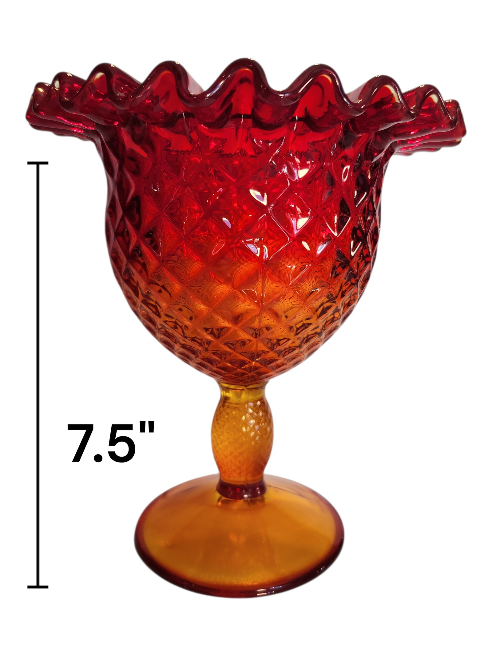 Viking Glass Yesteryear Ruffle Amberina Candy Dish (1 of 4)