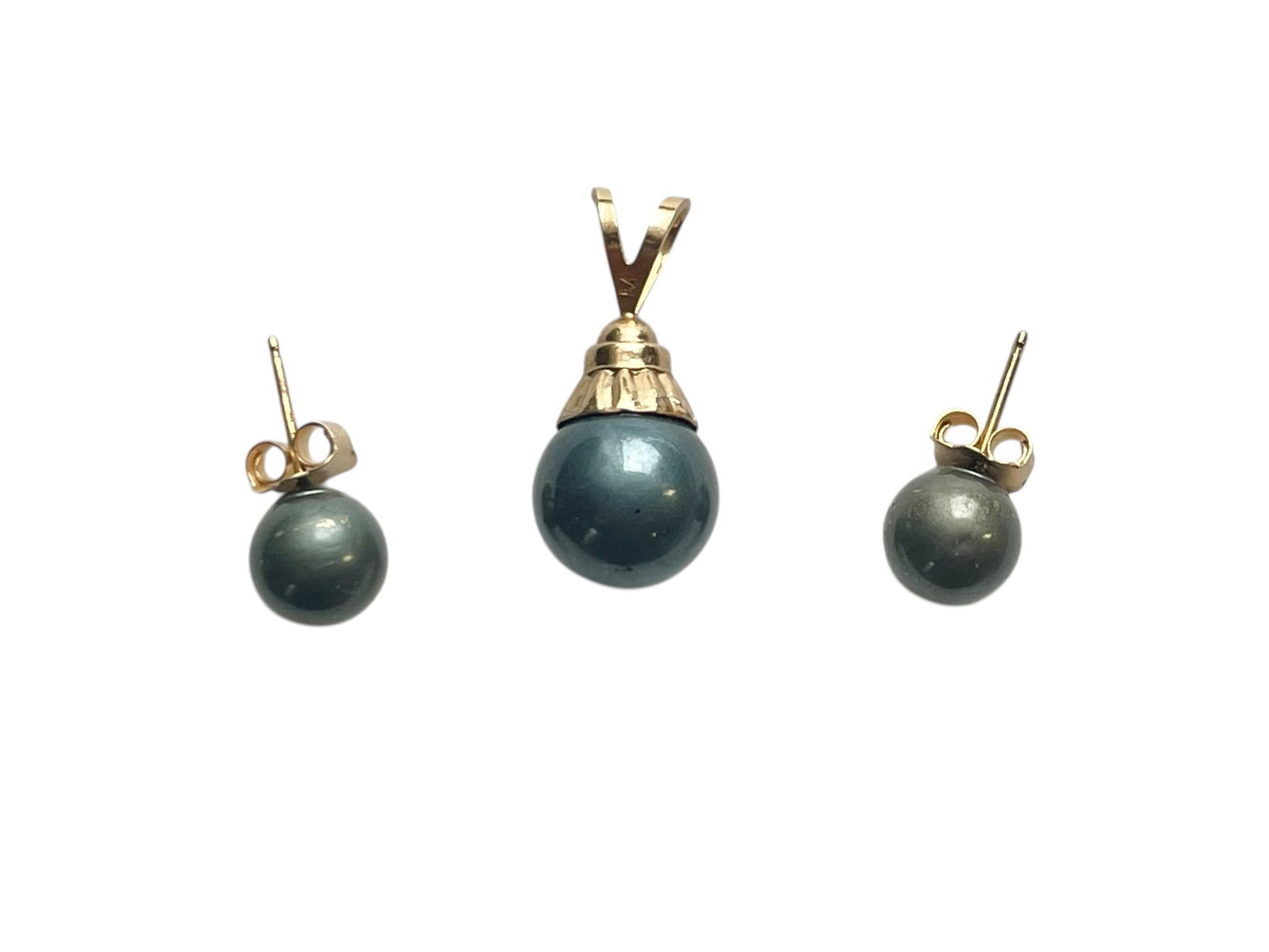 Pearlescent Pendant and Earrings, 14K Gold ~ 1.3 grams (1 of 3)