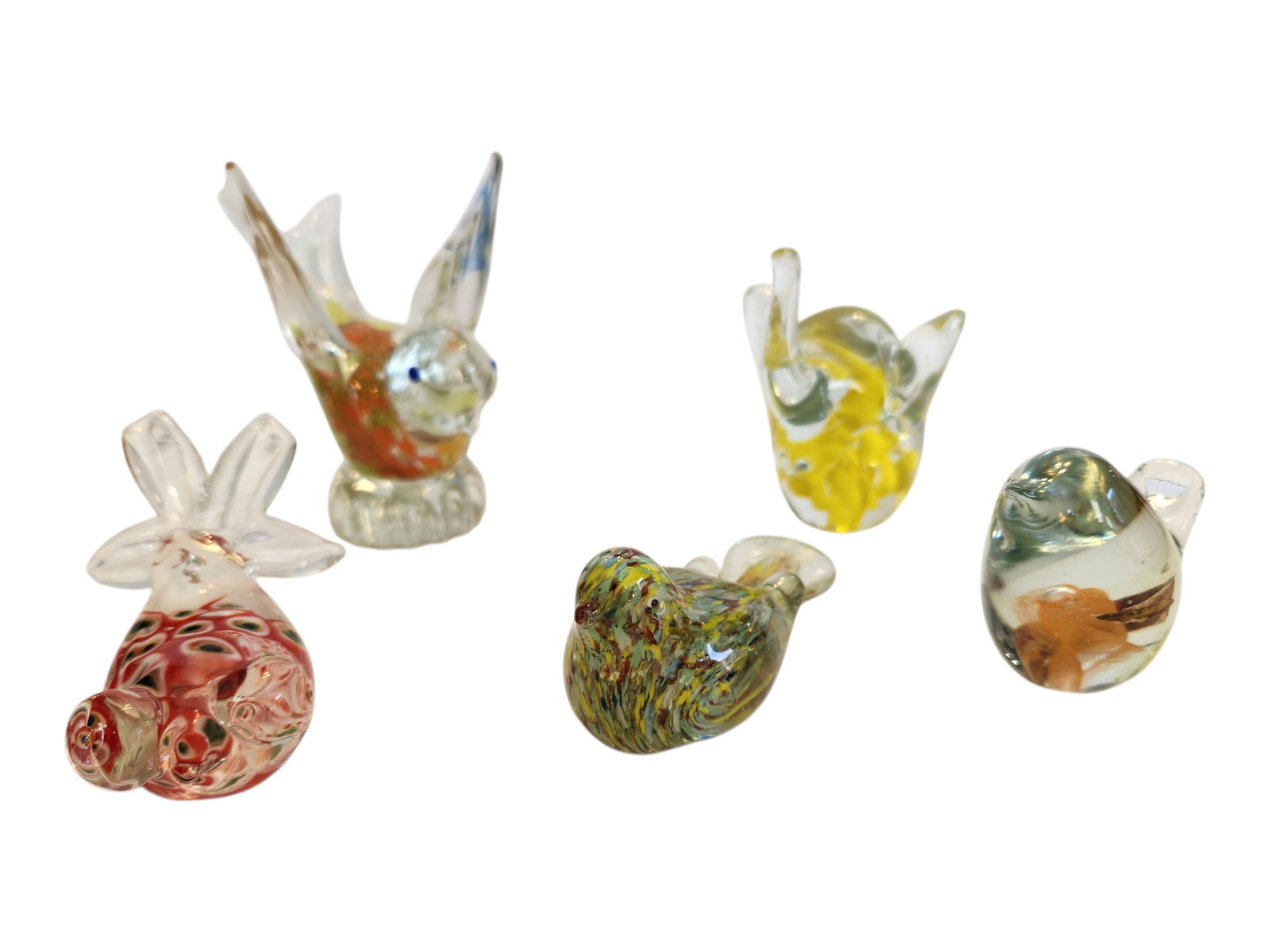 Group of 5 Handblown Glass Figurines Elephant, Birds, Koi Fish (1 of 8)