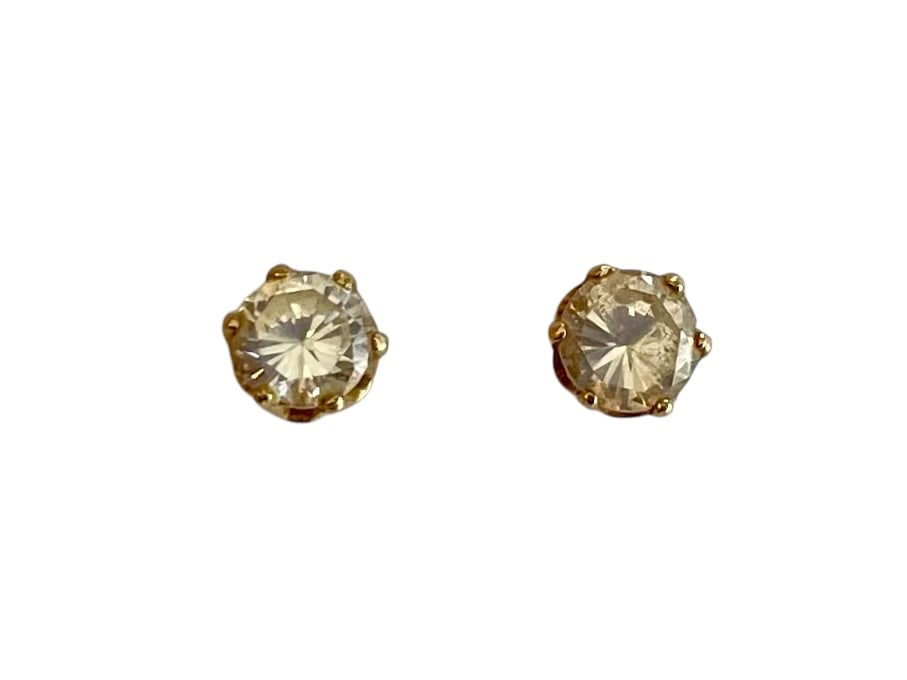 CZ Stud Earrings, 14K Gold ~ 0.5 grams (1 of 2)