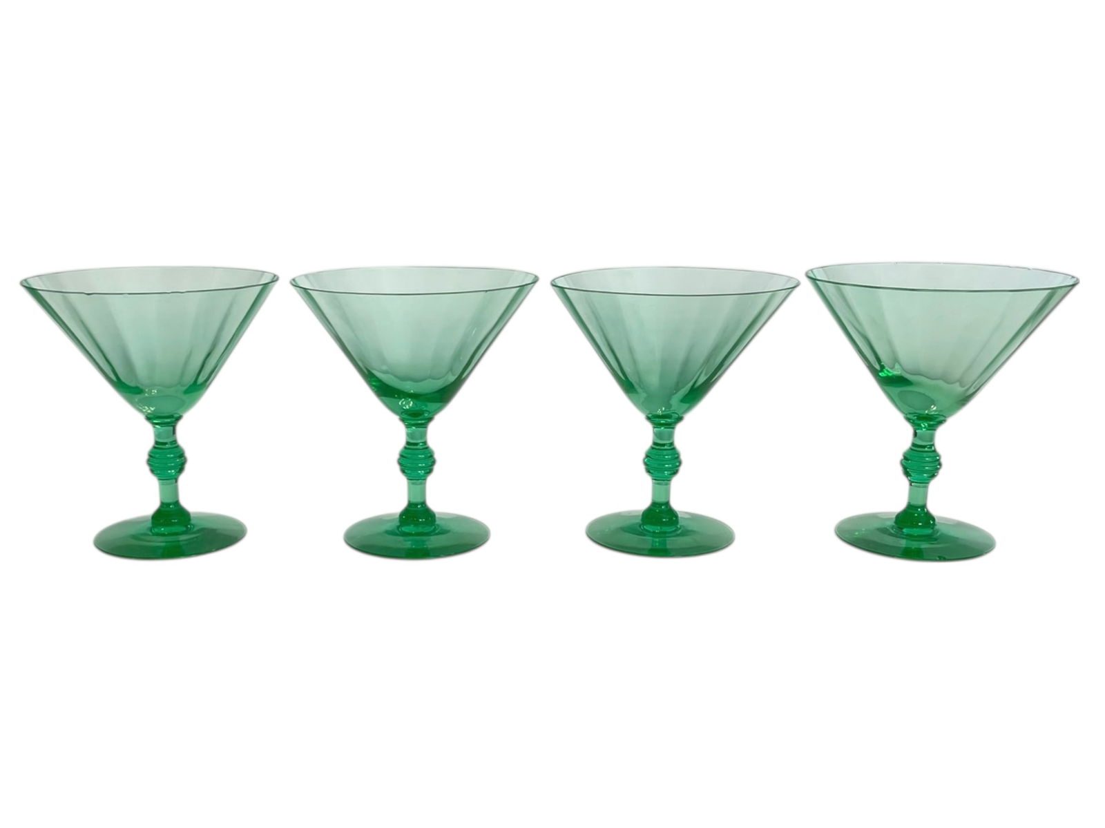 4 Depression Uranium Glass Stemware, UV Reactive (1 of 3)