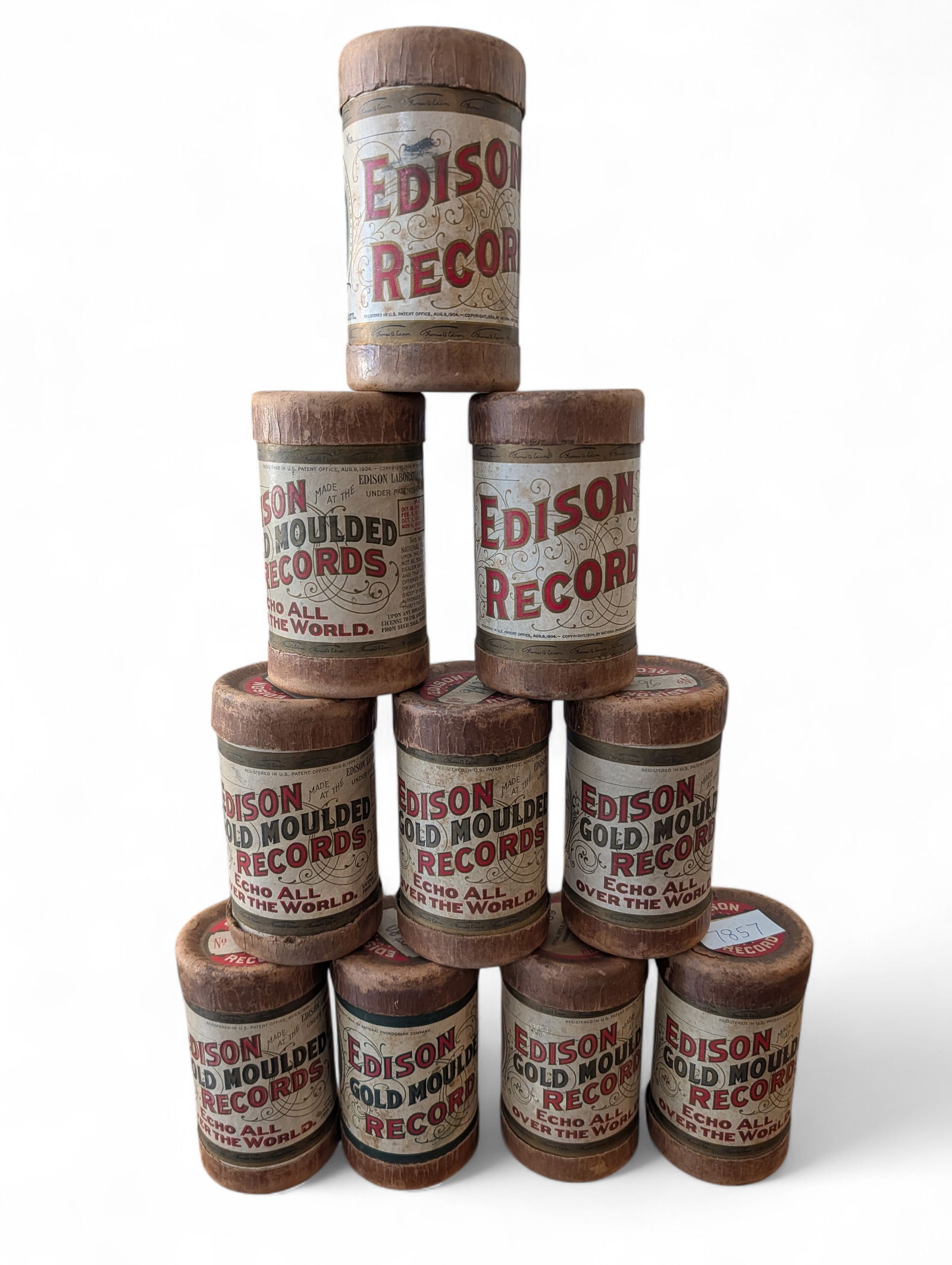 Group of 10 Edison Spools In Original Cylinder Tube Boxes (1 of 5)