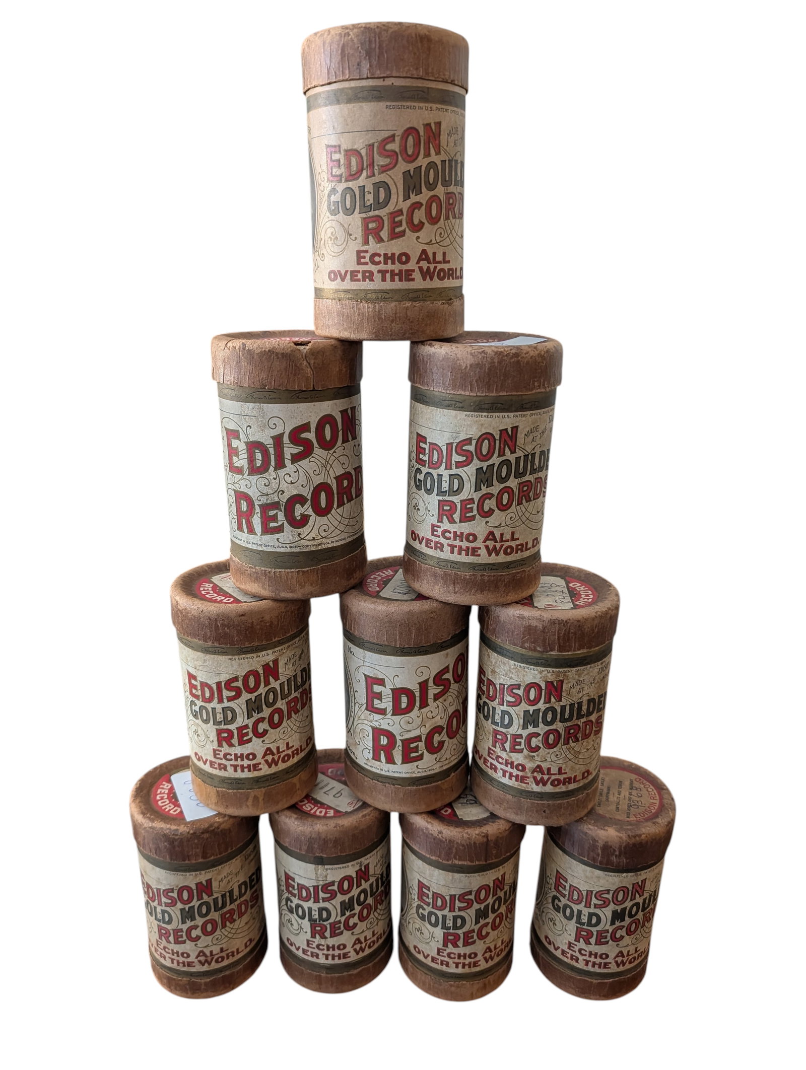 Group of 10 Edison Spools In Original Cylinder Tube Boxes (1 of 4)