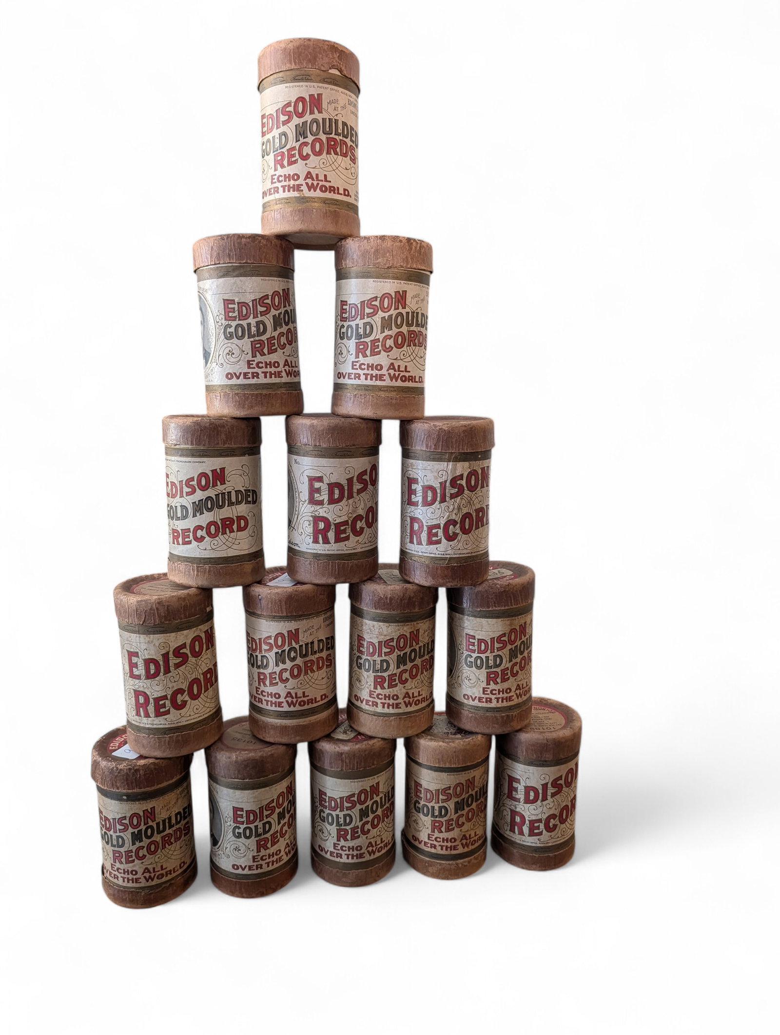 Group of 15 Edison Spools In Original Cylinder Tube Boxes (1 of 1)