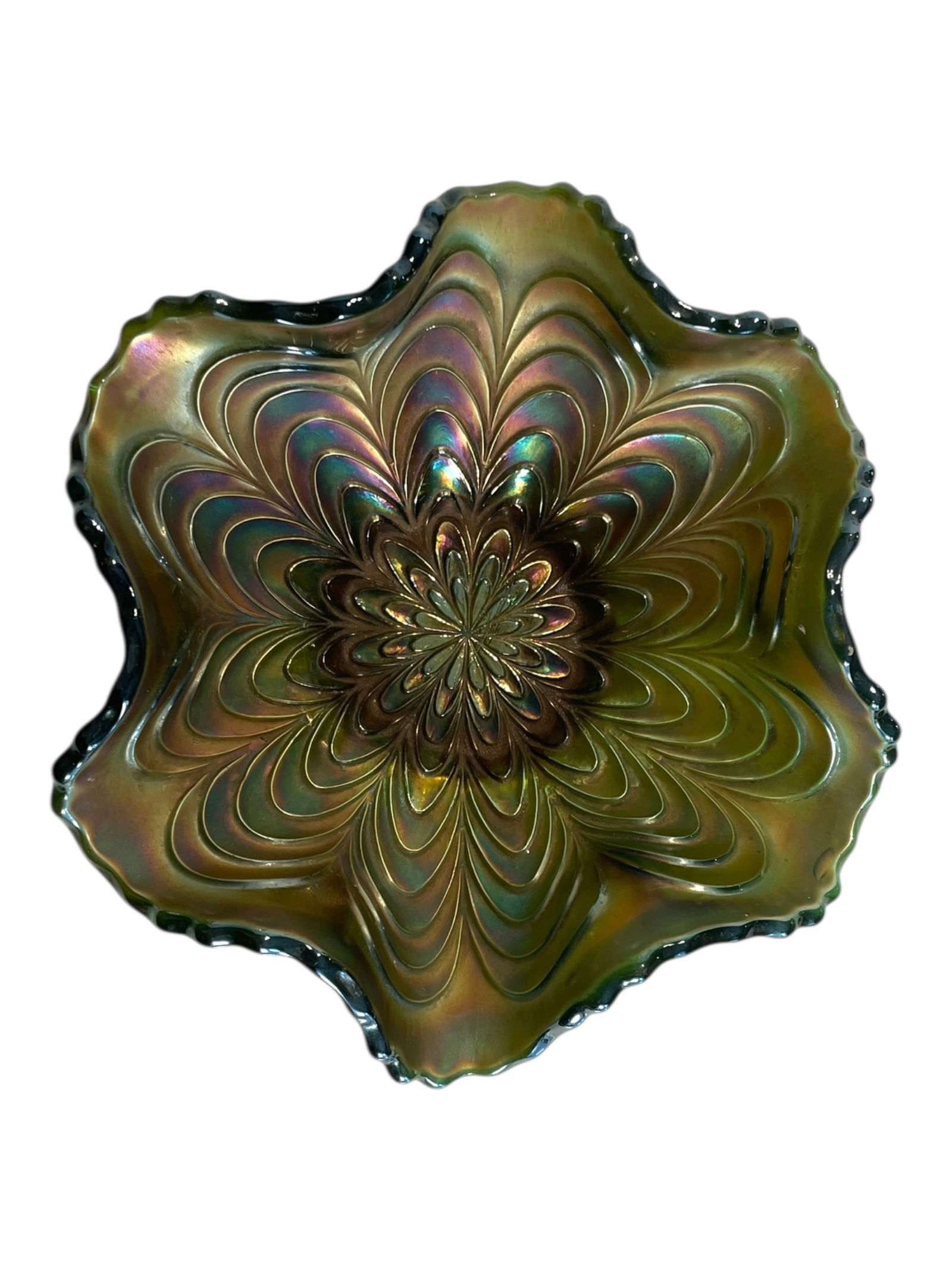 Satin Finish Carnival Glass Iridescent Bowl, 6" (1 of 4)