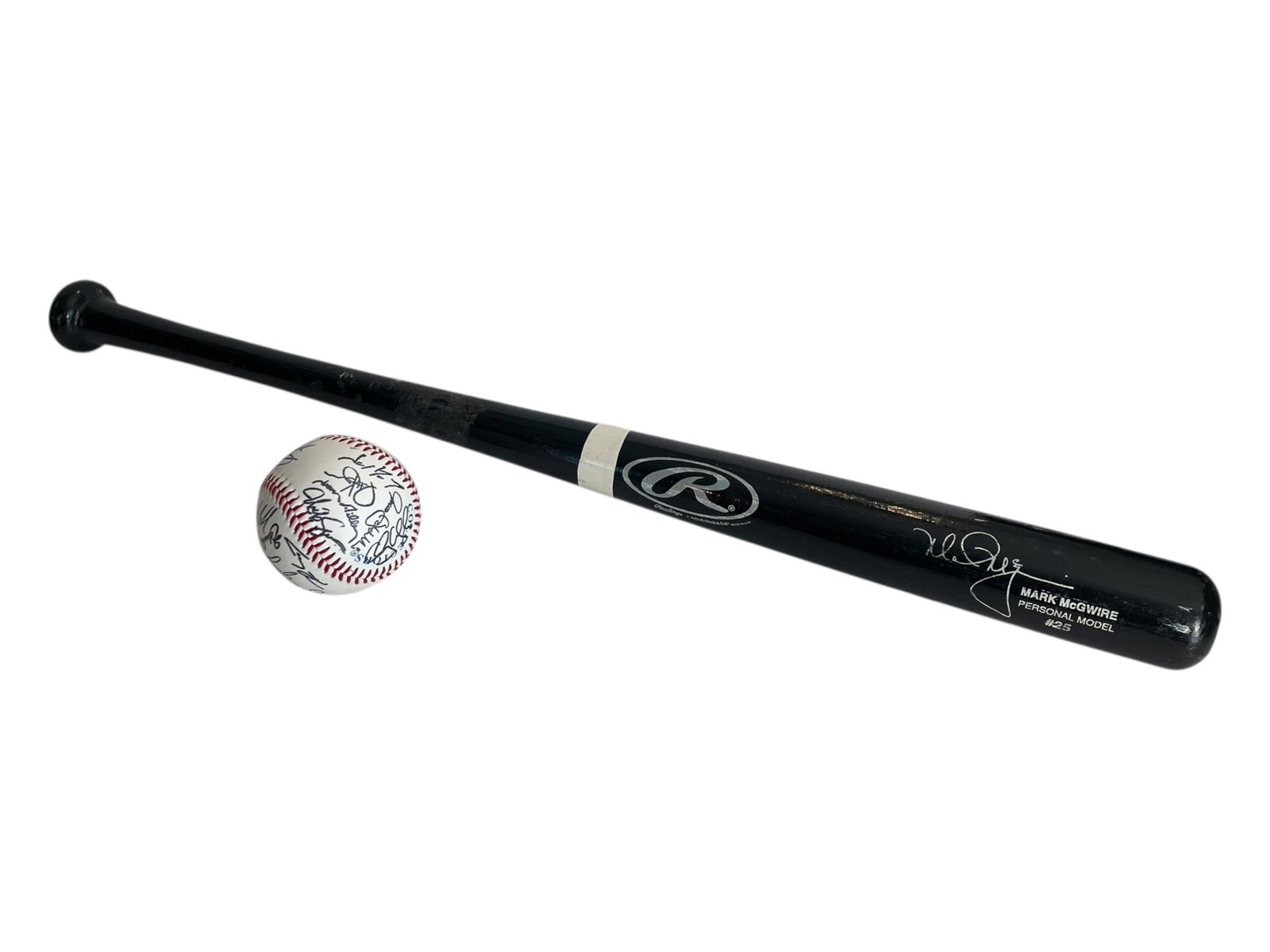 Mark McGwire Bat and Team Baseball: Mark McGwire Bat and Team Baseball Small 25" bat and a collector's ball