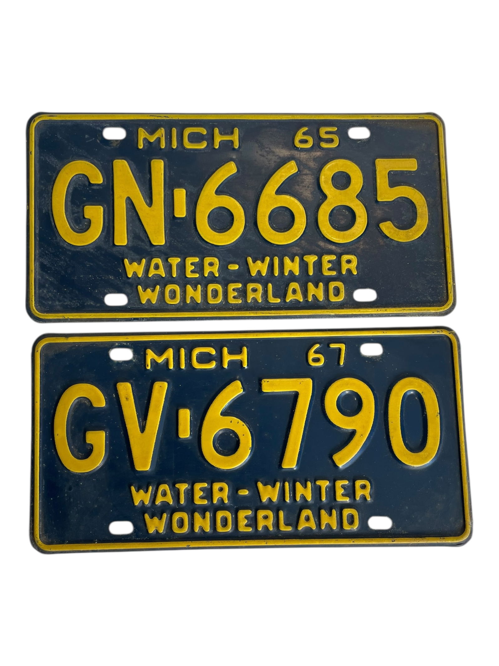 2 Michigan License Plates, 1965 & 1967 (1 of 2)