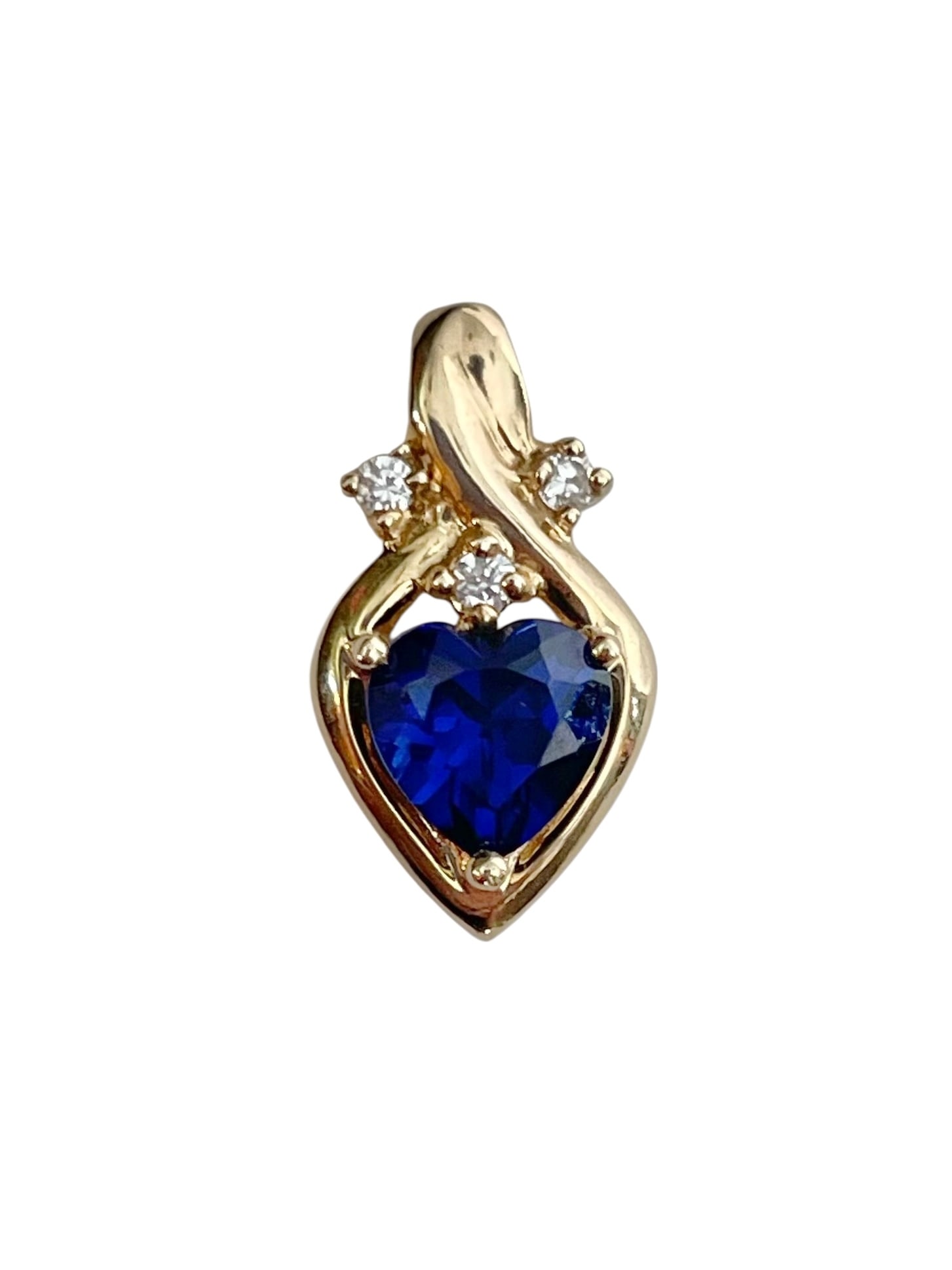 Blue Topaz Small Heart Pendant, 10K Gold ~ 1.0 grams (1 of 2)