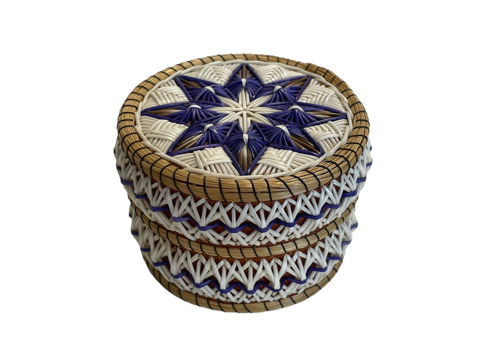 Wikwemikong First Nation Birchbark and Quill Box with Lid by Lima Jacko (1 of 5)