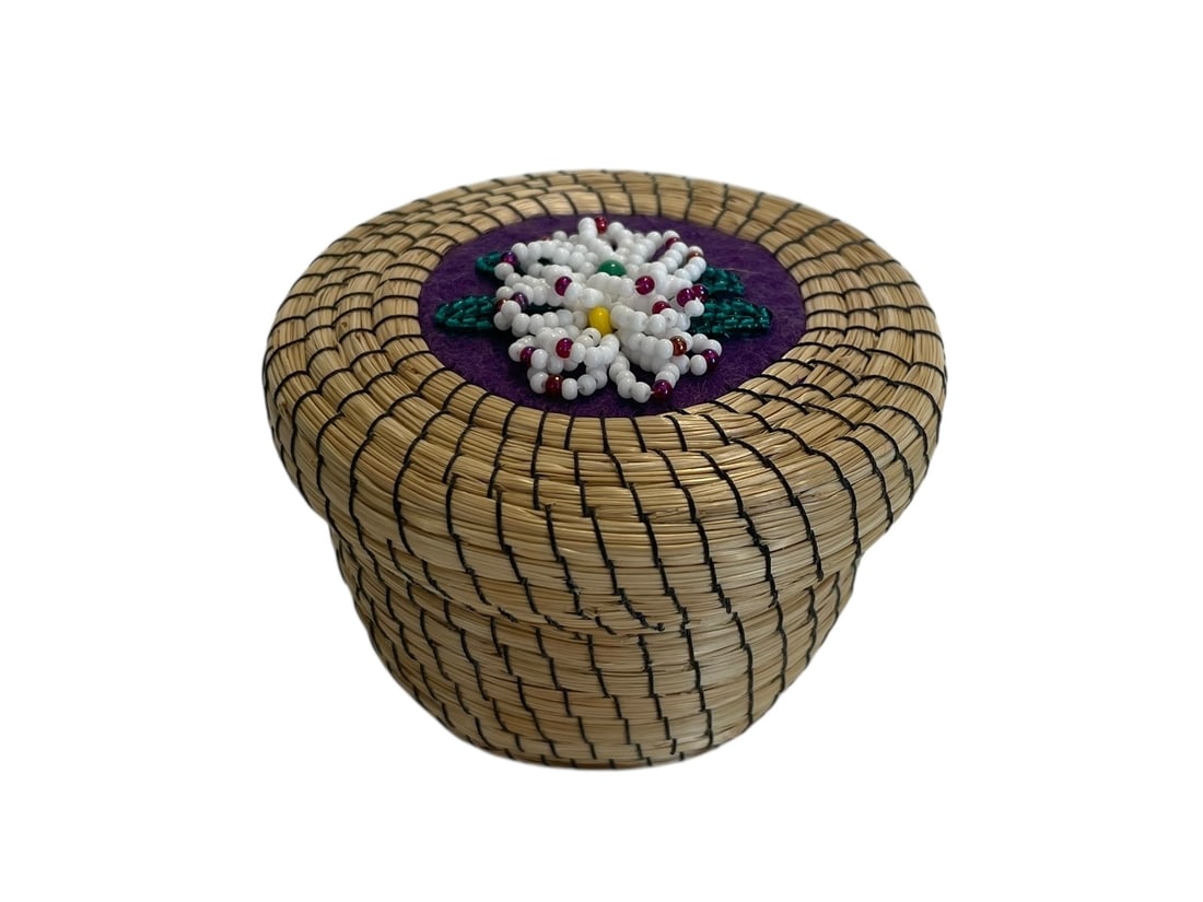 Cayuse/Nez Perce Woven Grass Beaded Basket by Maynard Lavadour (1 of 4)
